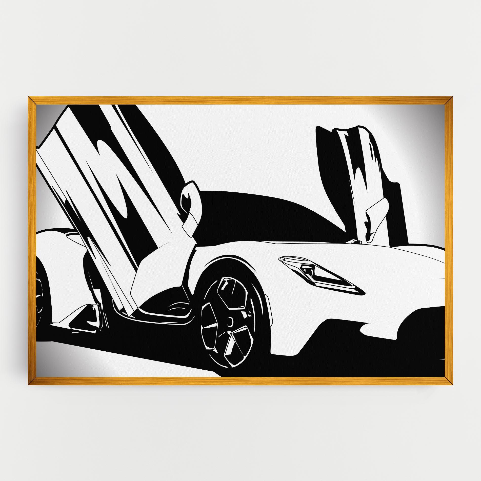 Tablou Canvas Black White Car mockup 0