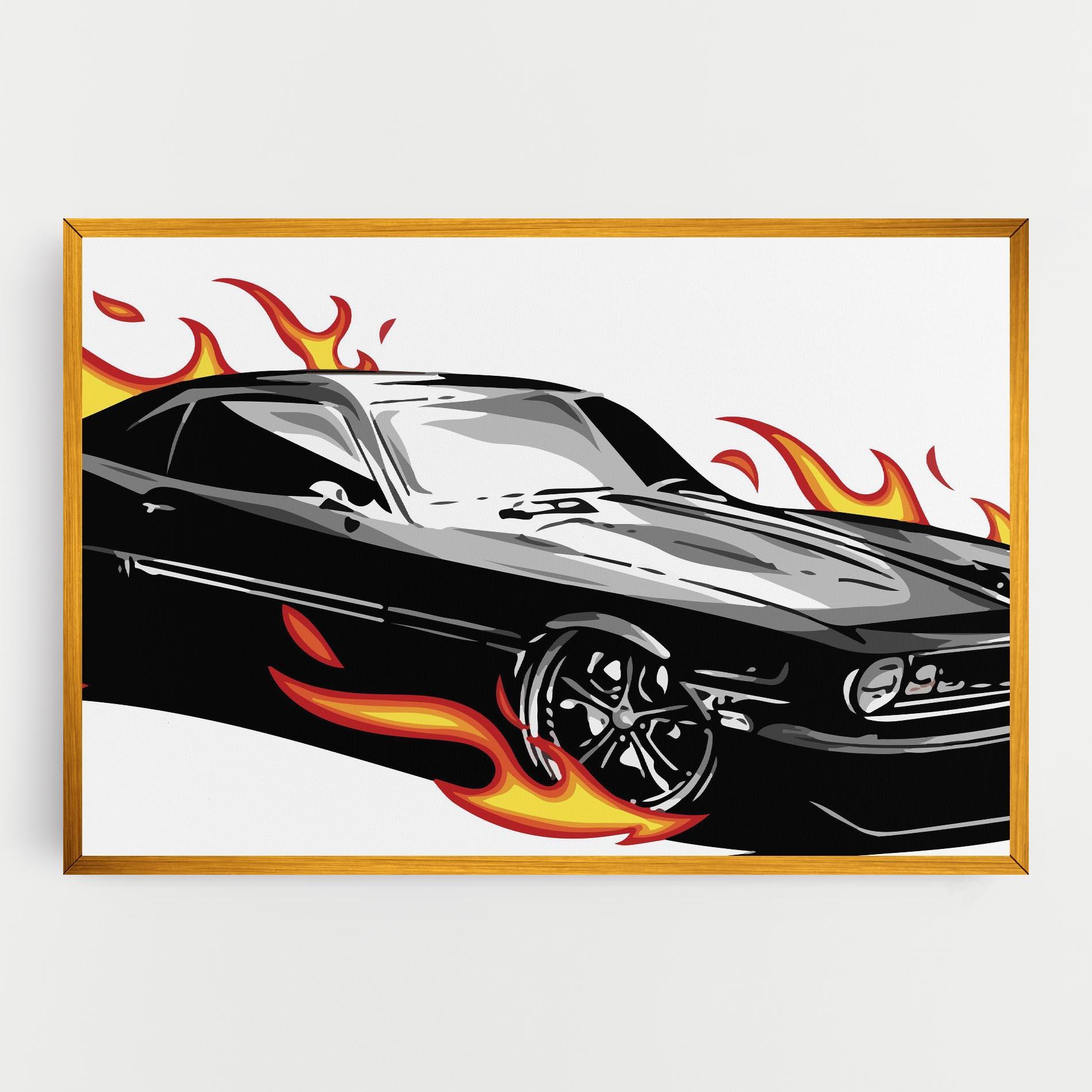 Tablou Canvas Fire Black Car mockup 0