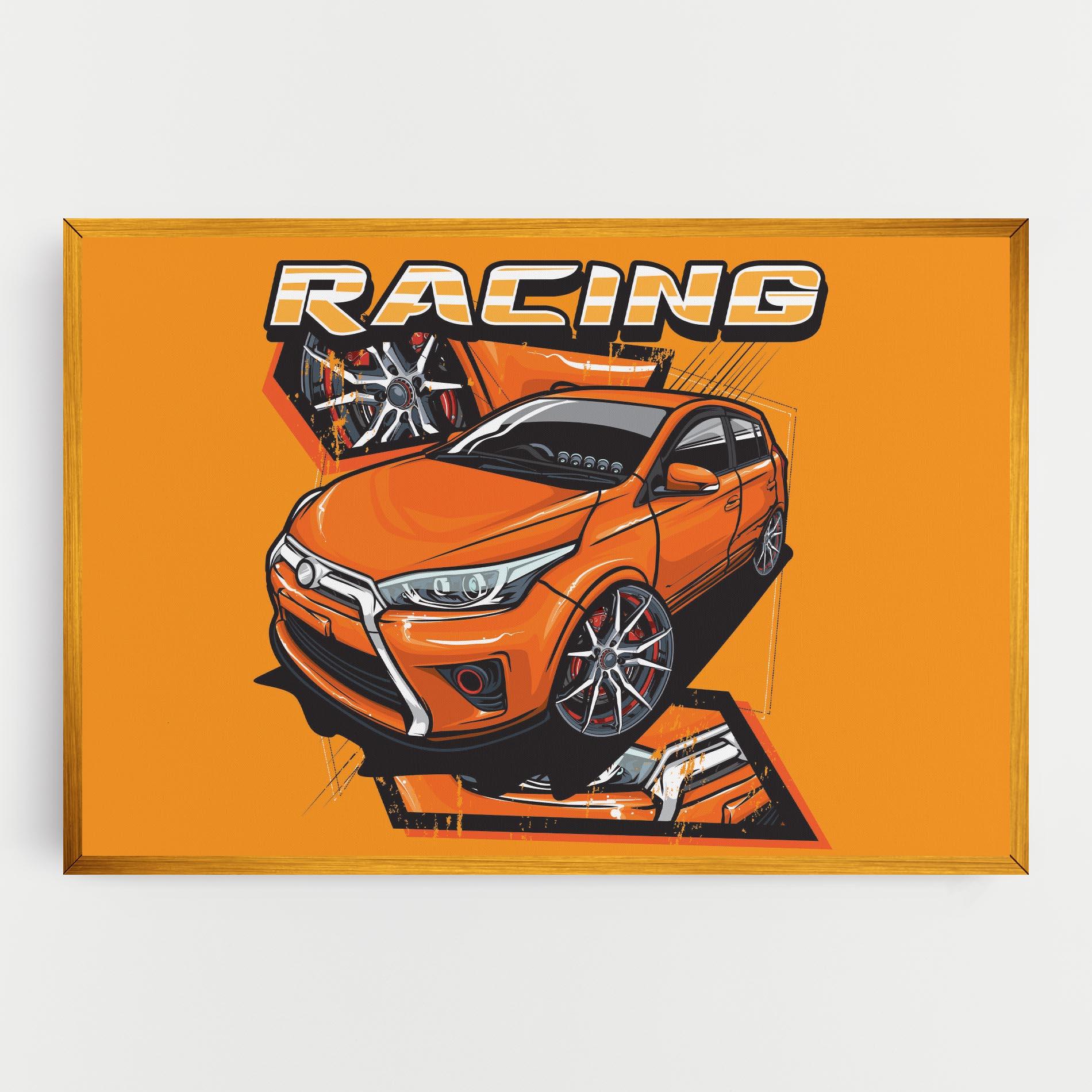 Tablou Canvas Racing Orange Car mockup 0