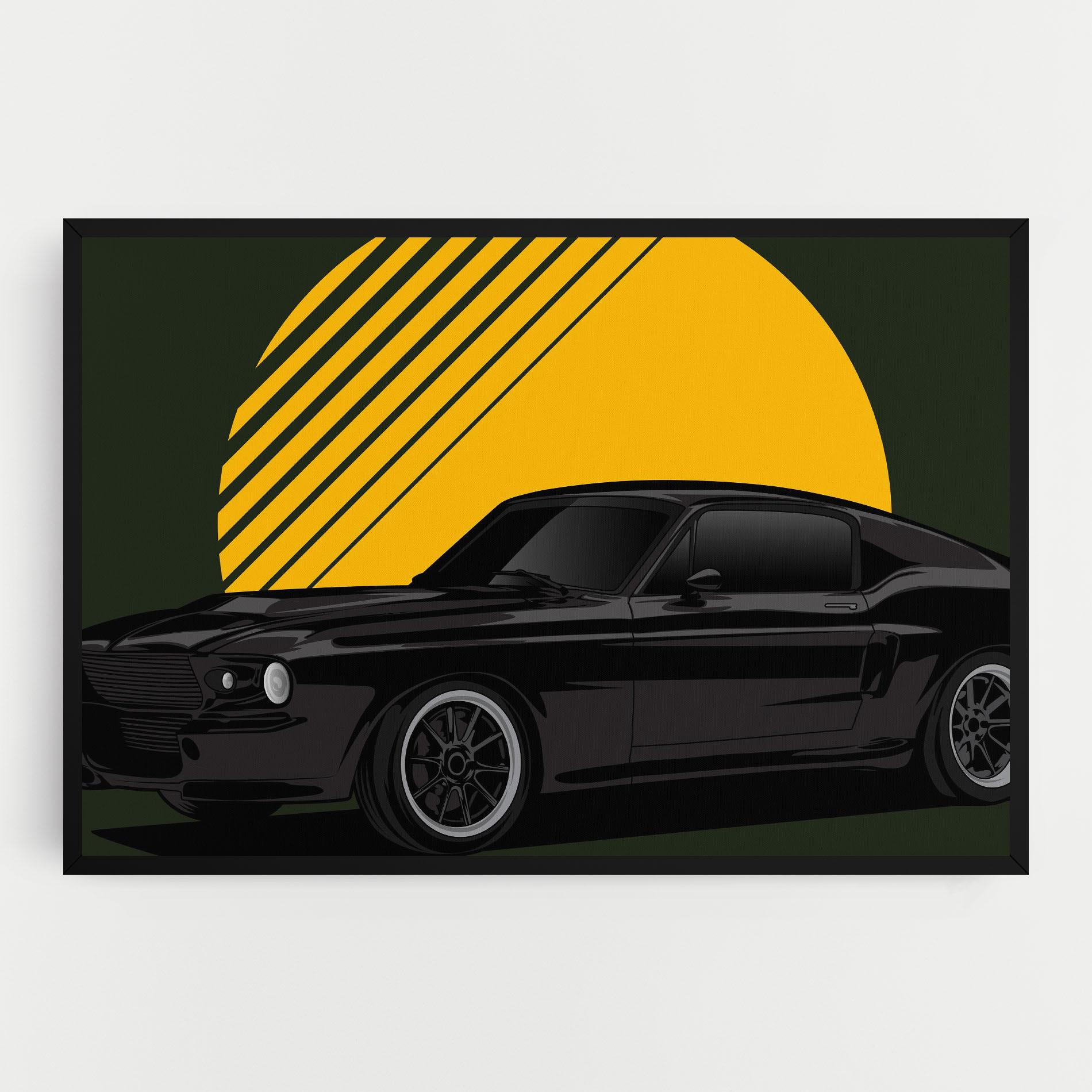 Tablou Canvas Black Car Sun mockup 0