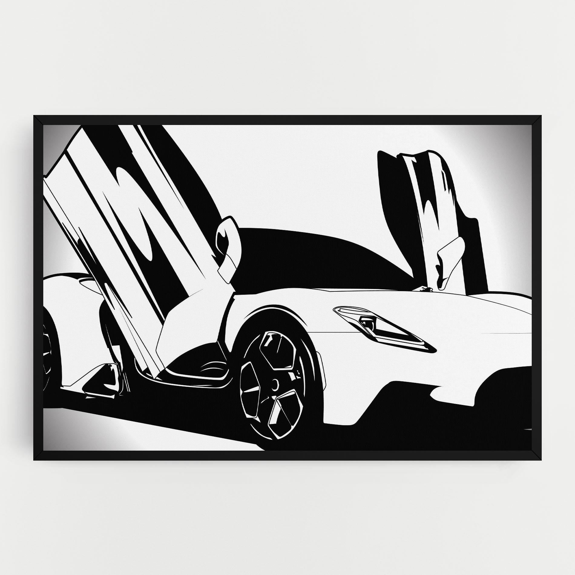 Tablou Canvas Black White Car mockup 0