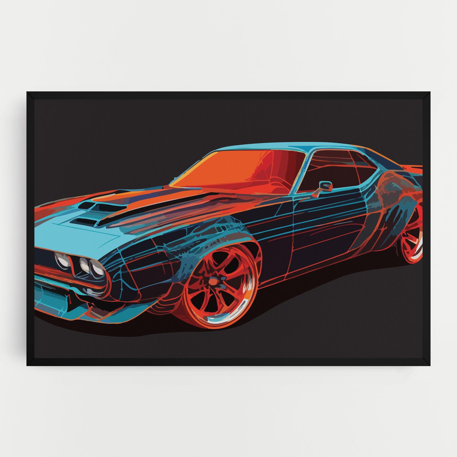 Tablou Canvas Blue Orange Car mockup 0