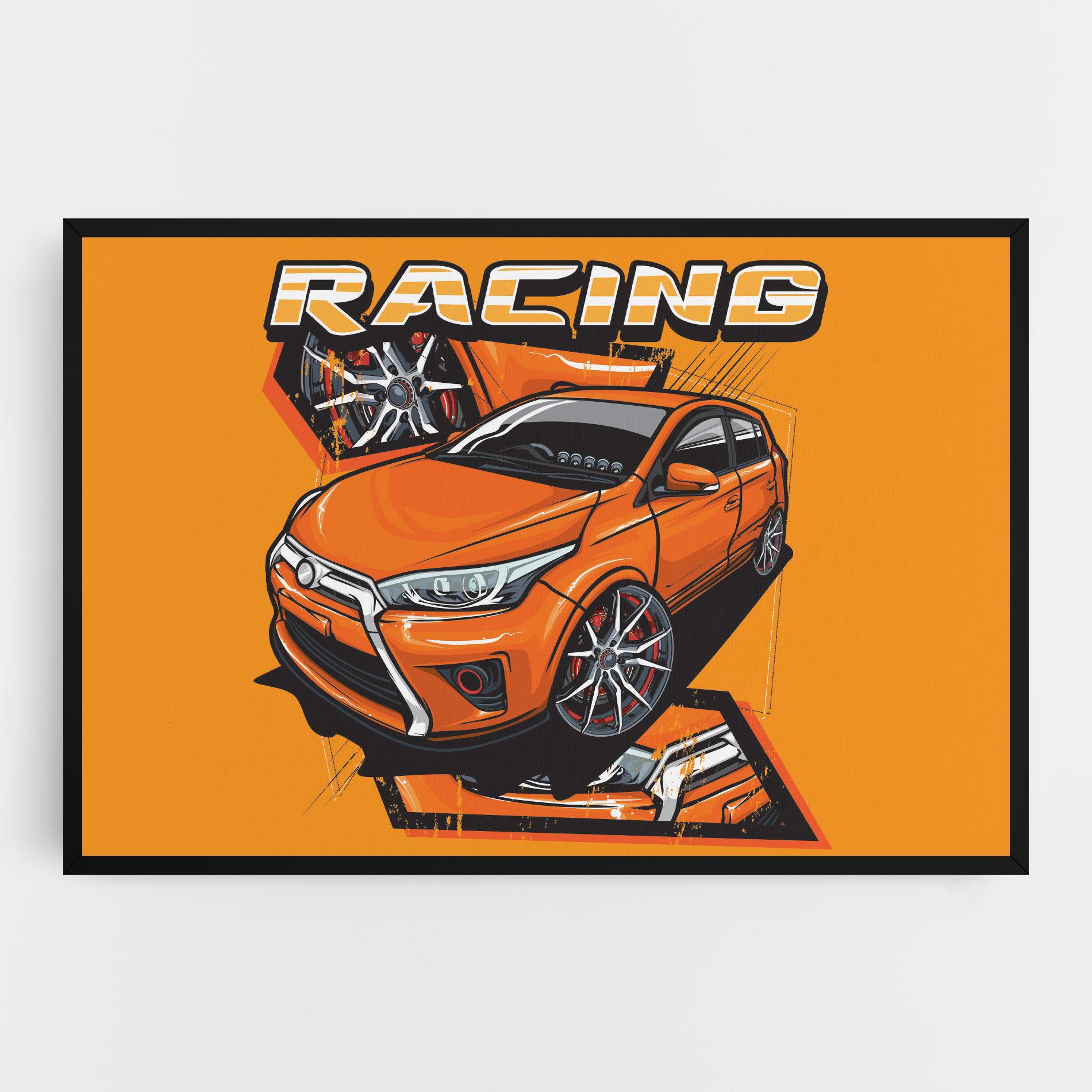 Tablou Canvas Racing Orange Car mockup 0