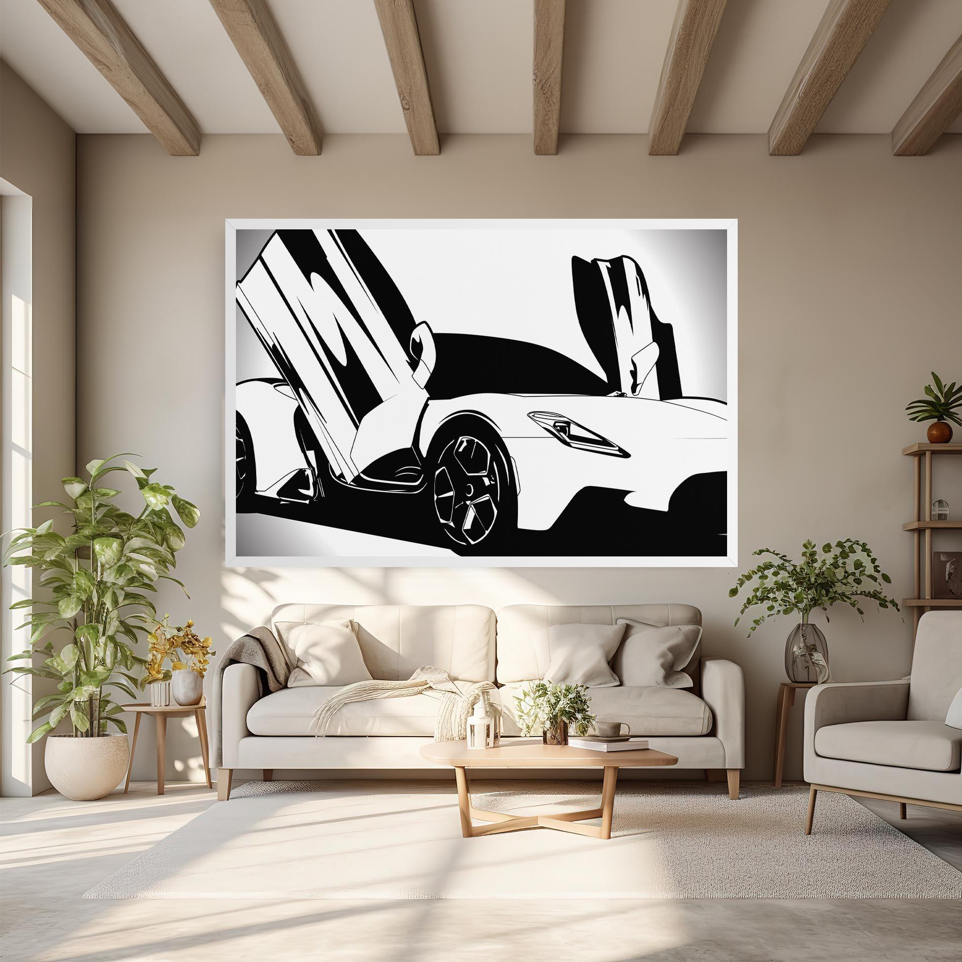 Tablou Canvas Black White Car mockup 6
