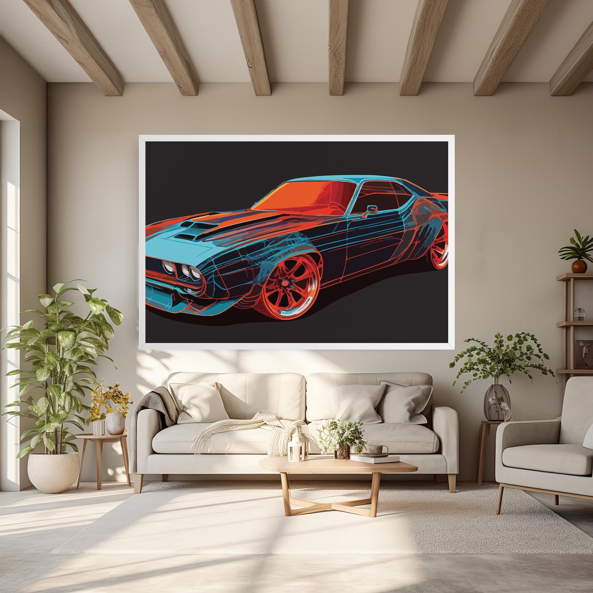 Tablou Canvas Blue Orange Car mockup 6