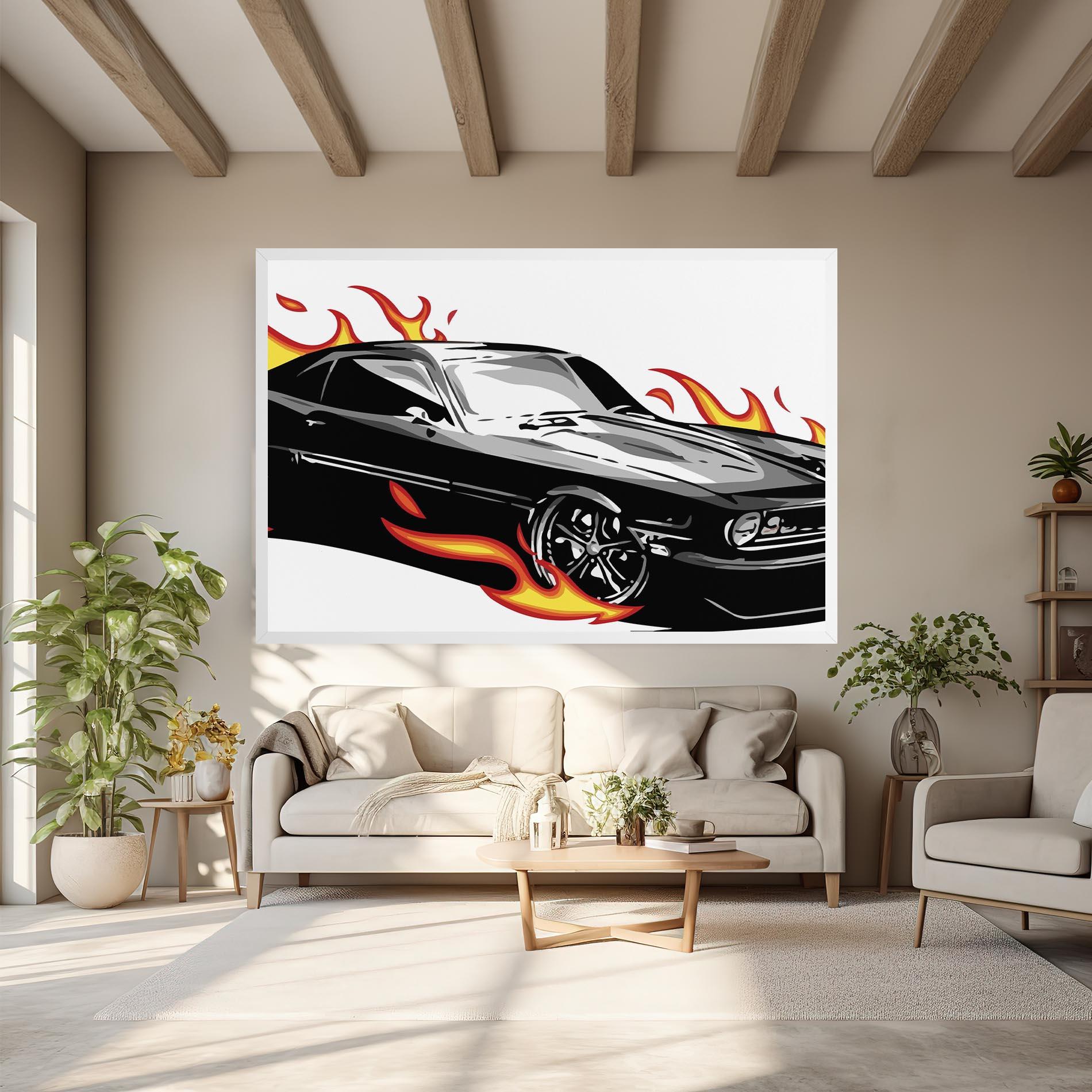Tablou Canvas Fire Black Car mockup 6