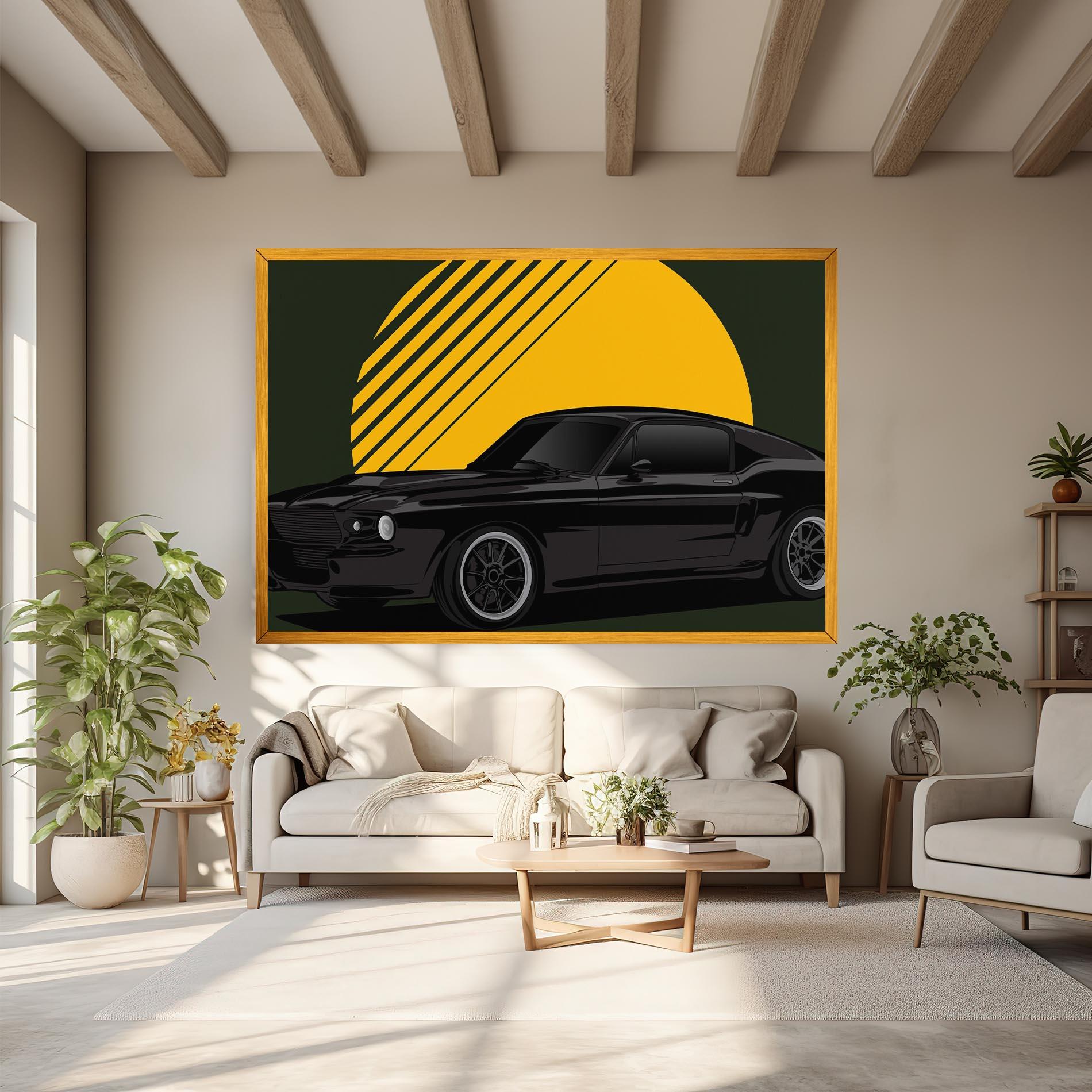 Tablou Canvas Black Car Sun mockup 6