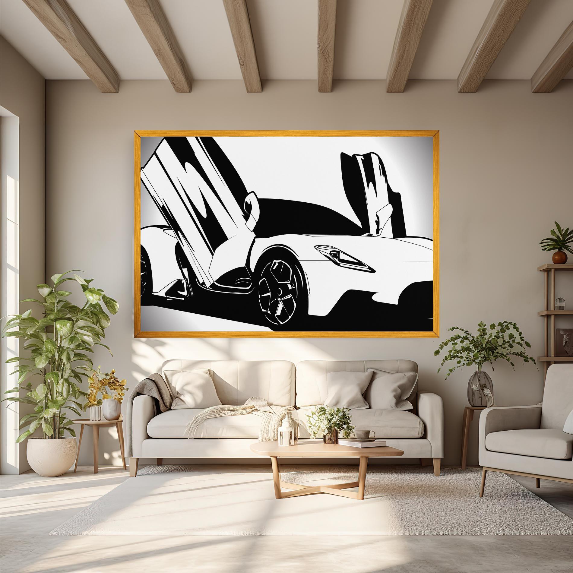 Tablou Canvas Black White Car mockup 6