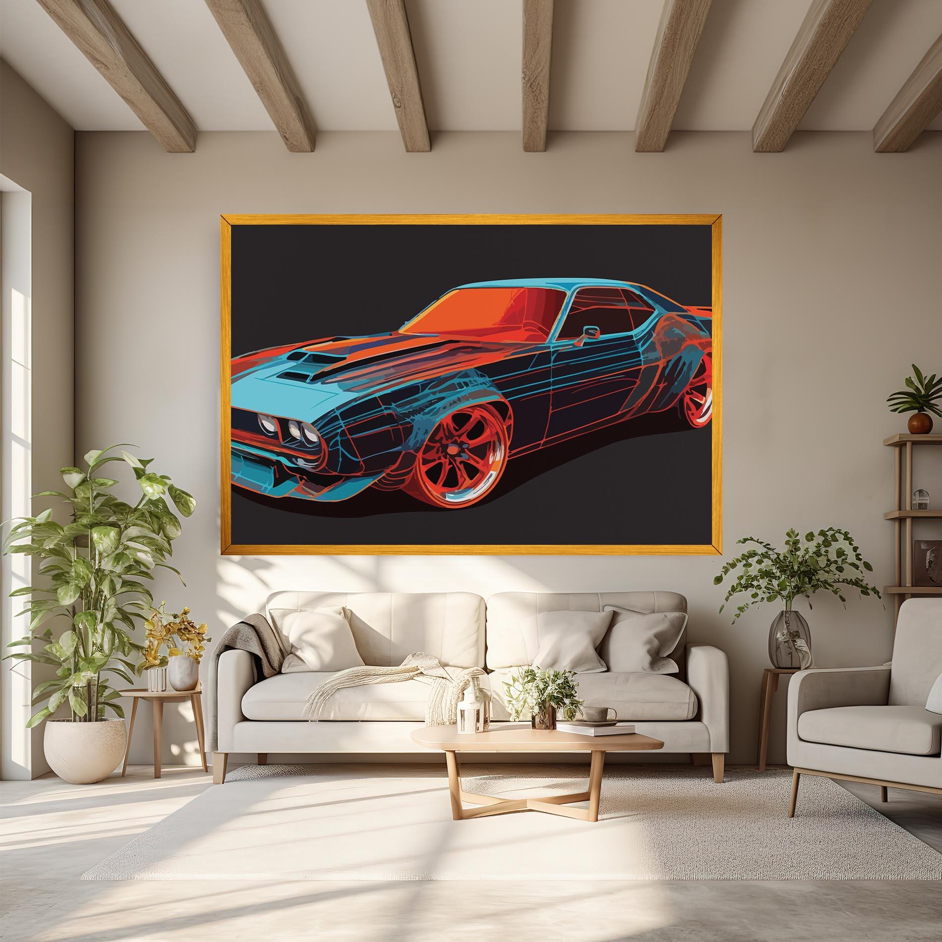 Tablou Canvas Blue Orange Car mockup 6