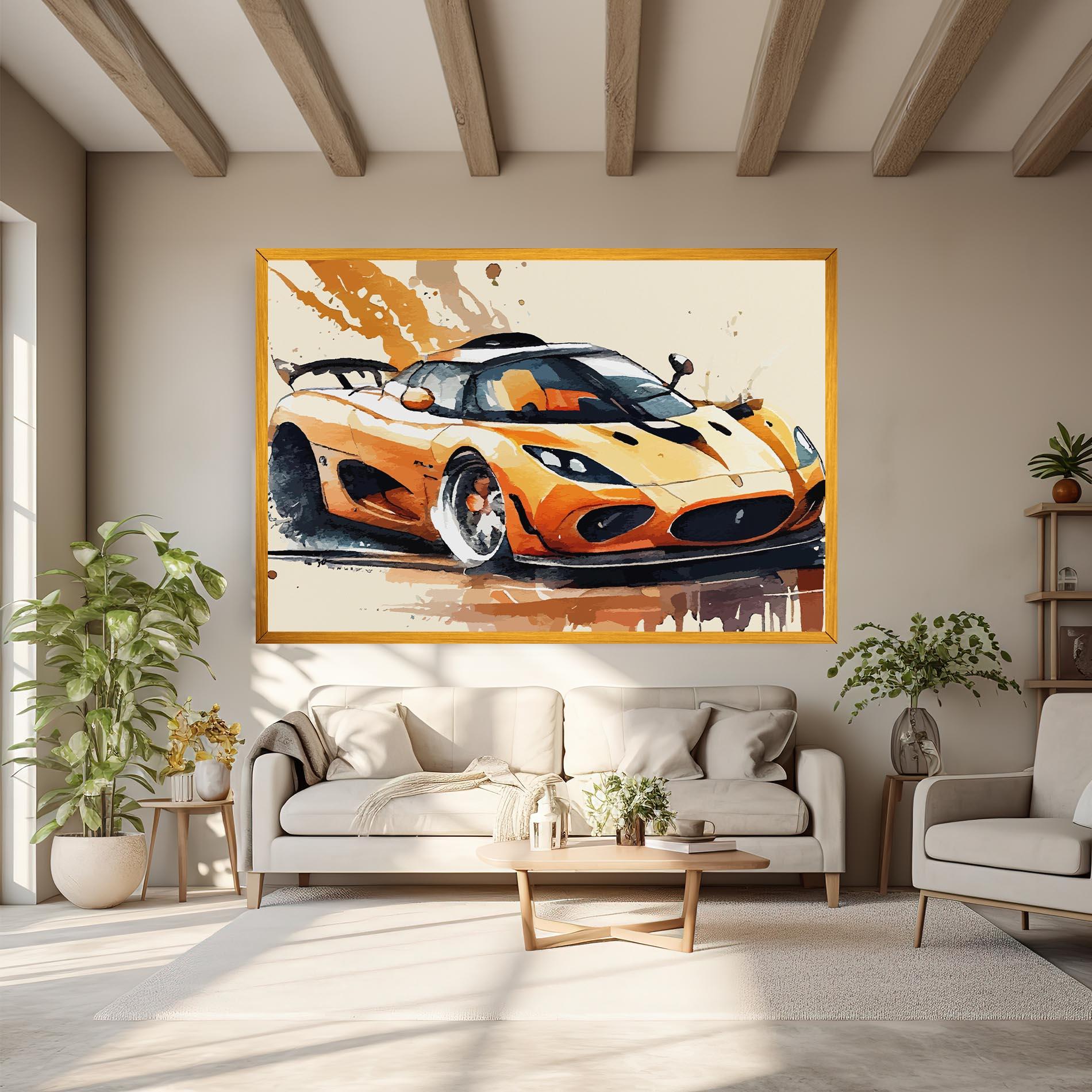 Tablou Canvas Orange Paint Car mockup 6
