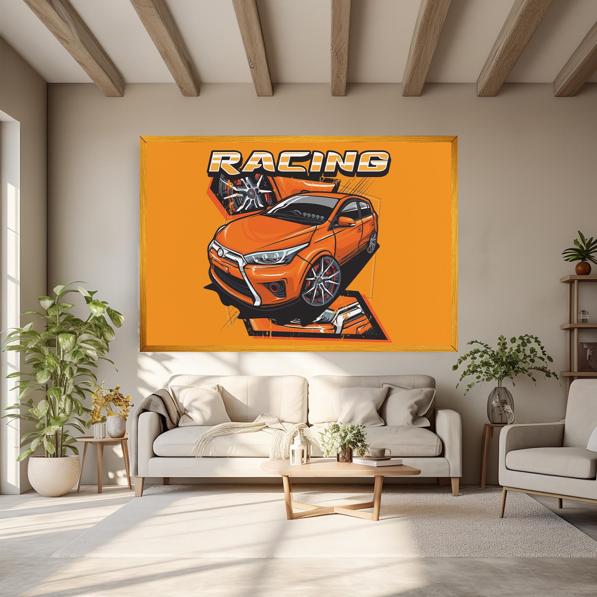 Tablou Canvas Racing Orange Car mockup 6