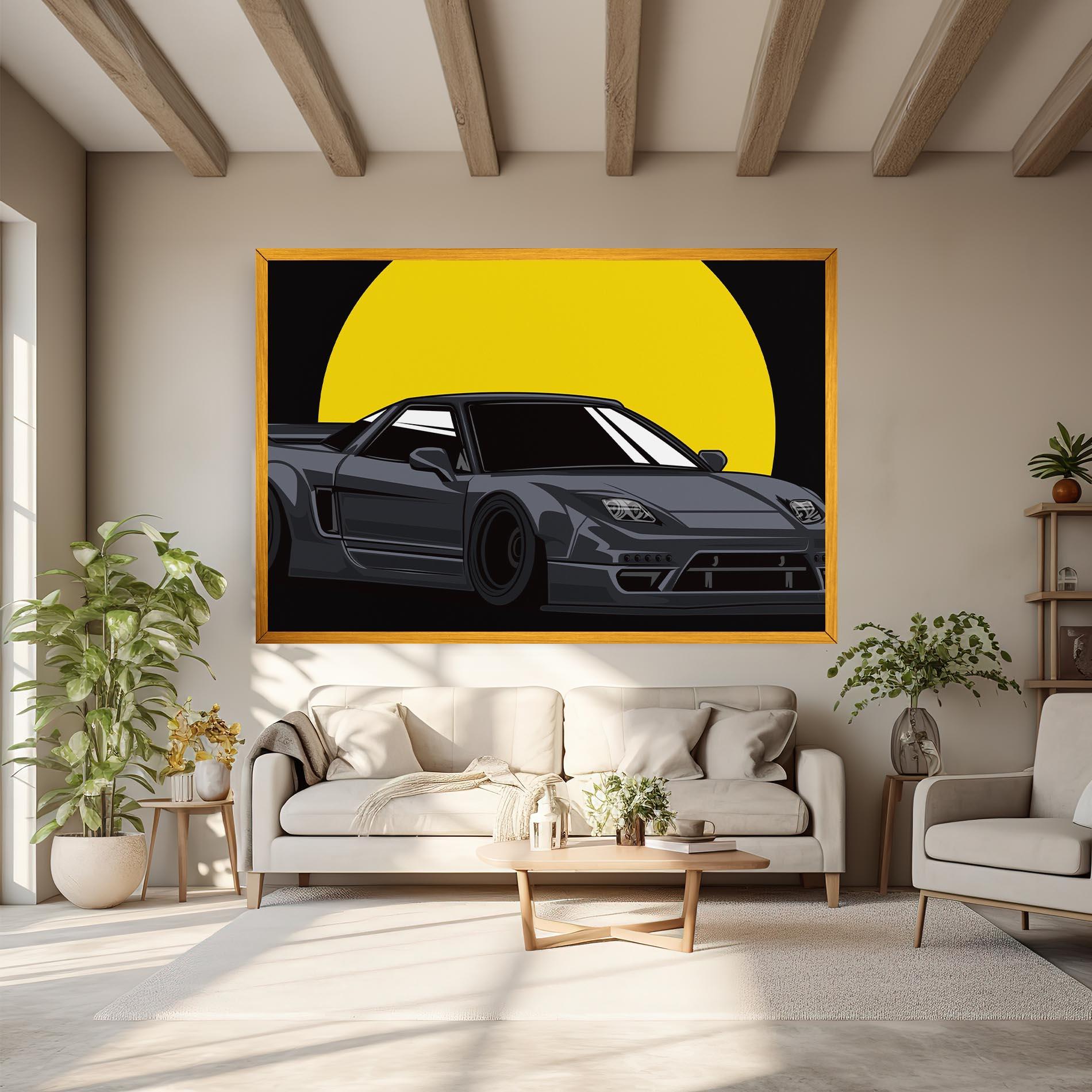 Tablou Canvas Yellow Sun Car mockup 6