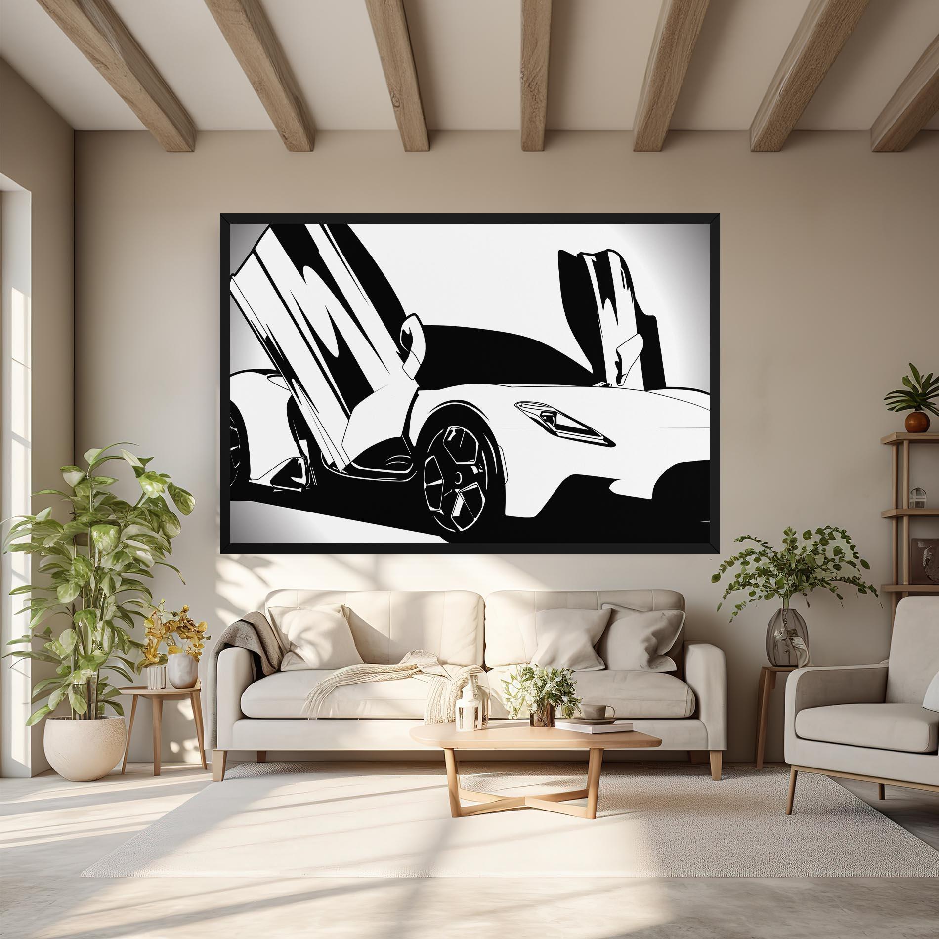 Tablou Canvas Black White Car mockup 6
