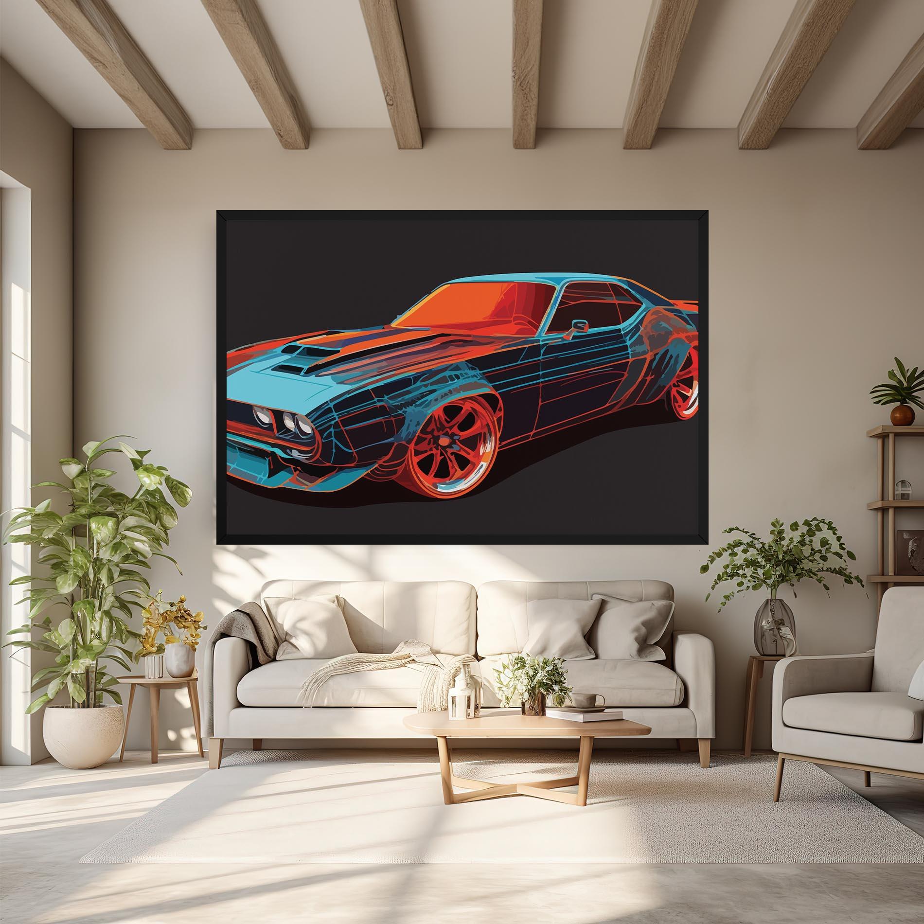 Tablou Canvas Blue Orange Car mockup 6