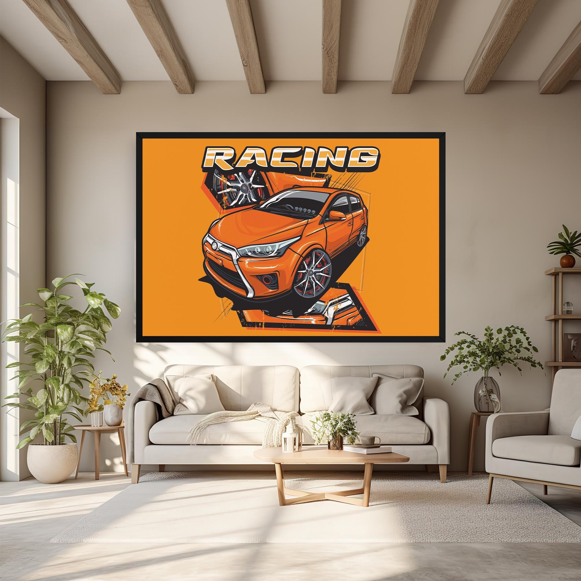 Tablou Canvas Racing Orange Car mockup 6