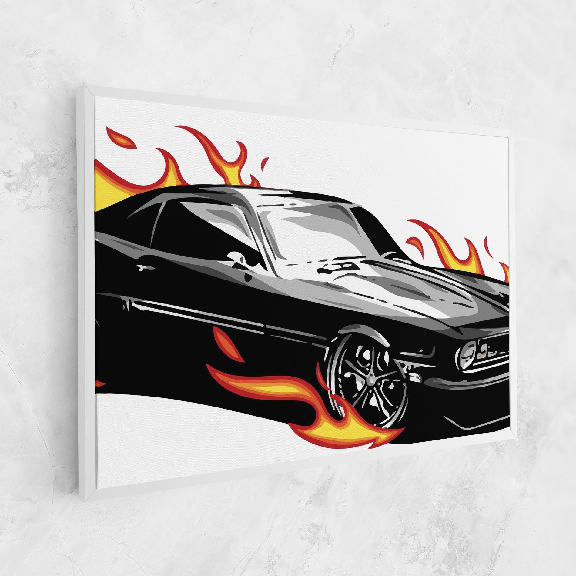 Tablou Canvas Fire Black Car mockup 1