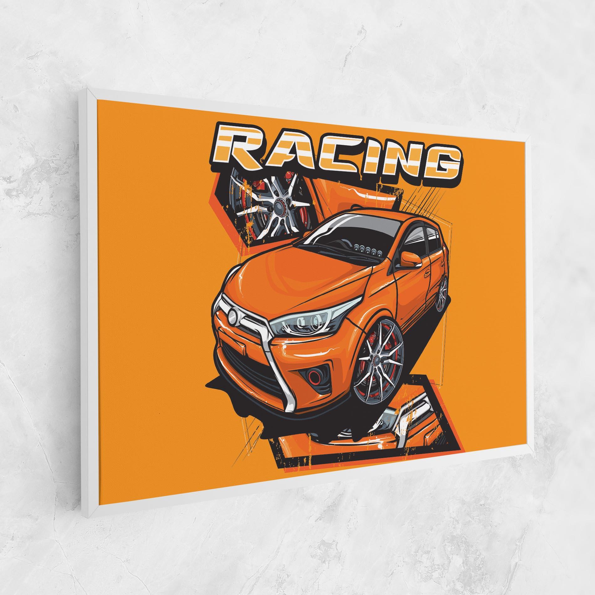 Tablou Canvas Racing Orange Car mockup 1