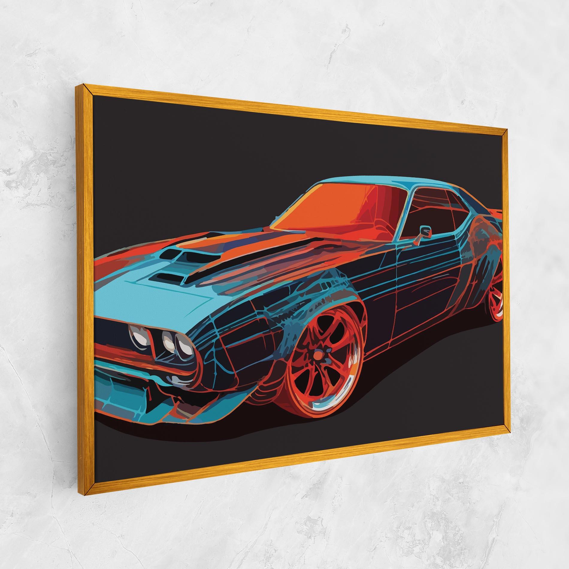 Tablou Canvas Blue Orange Car mockup 1