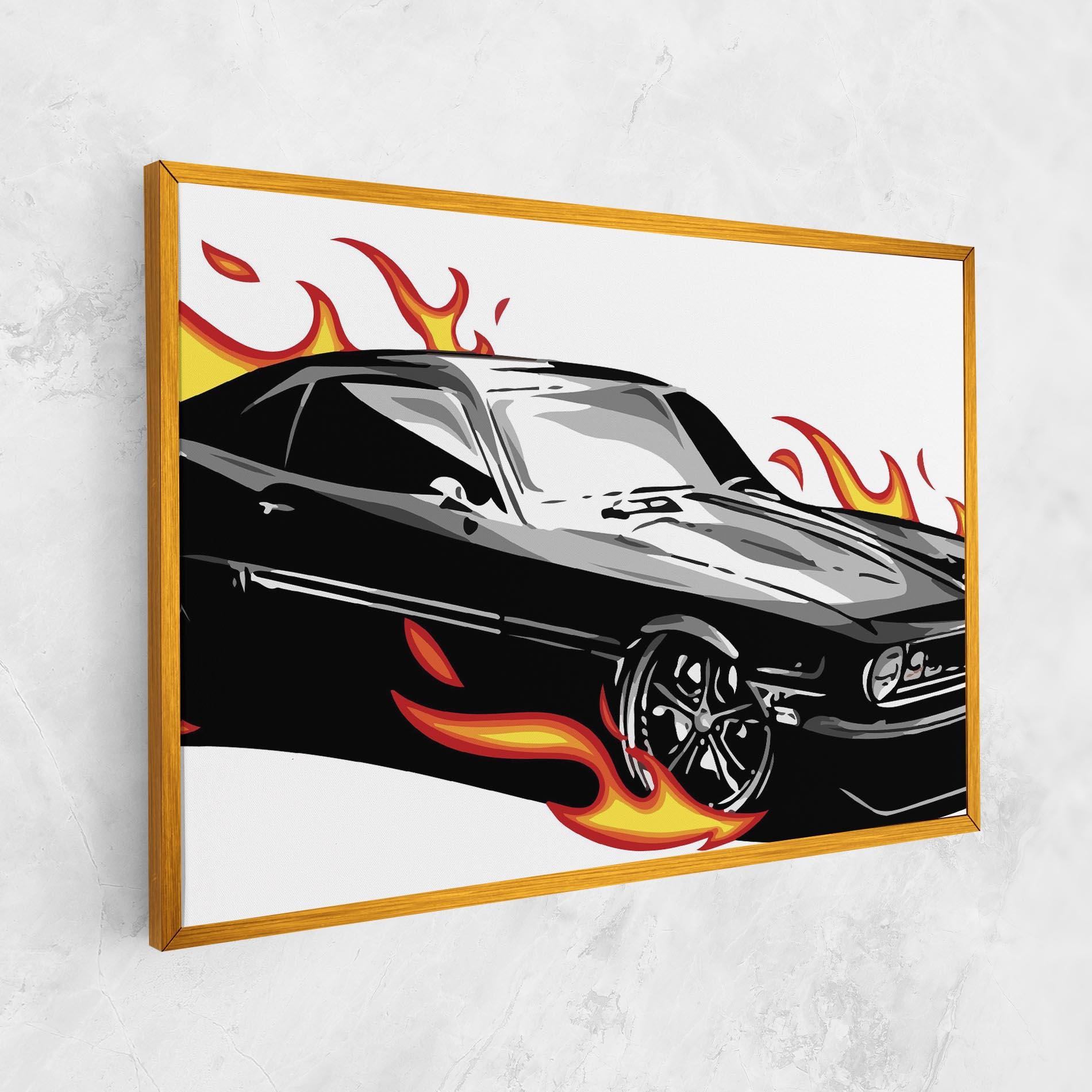 Tablou Canvas Fire Black Car mockup 1