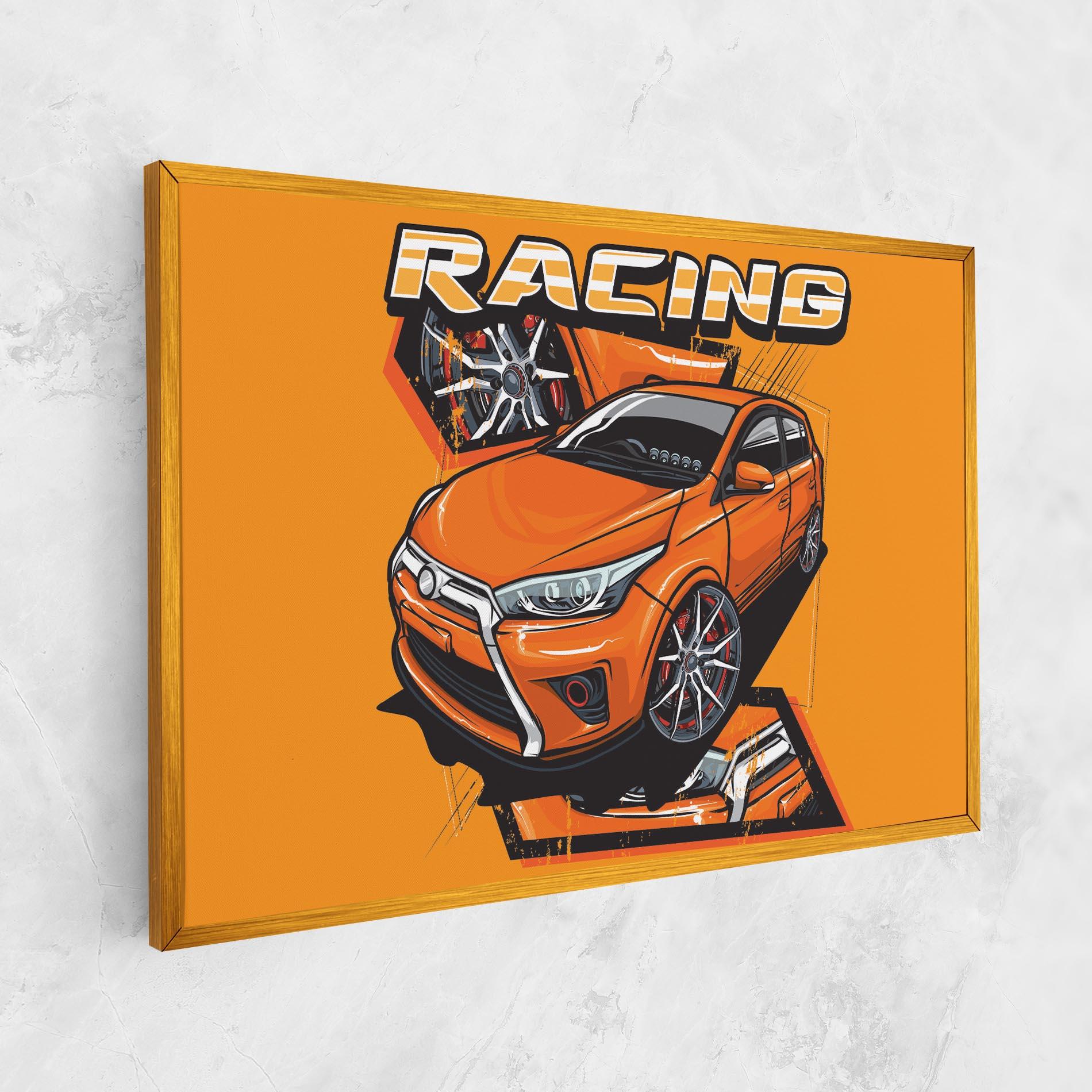 Tablou Canvas Racing Orange Car mockup 1