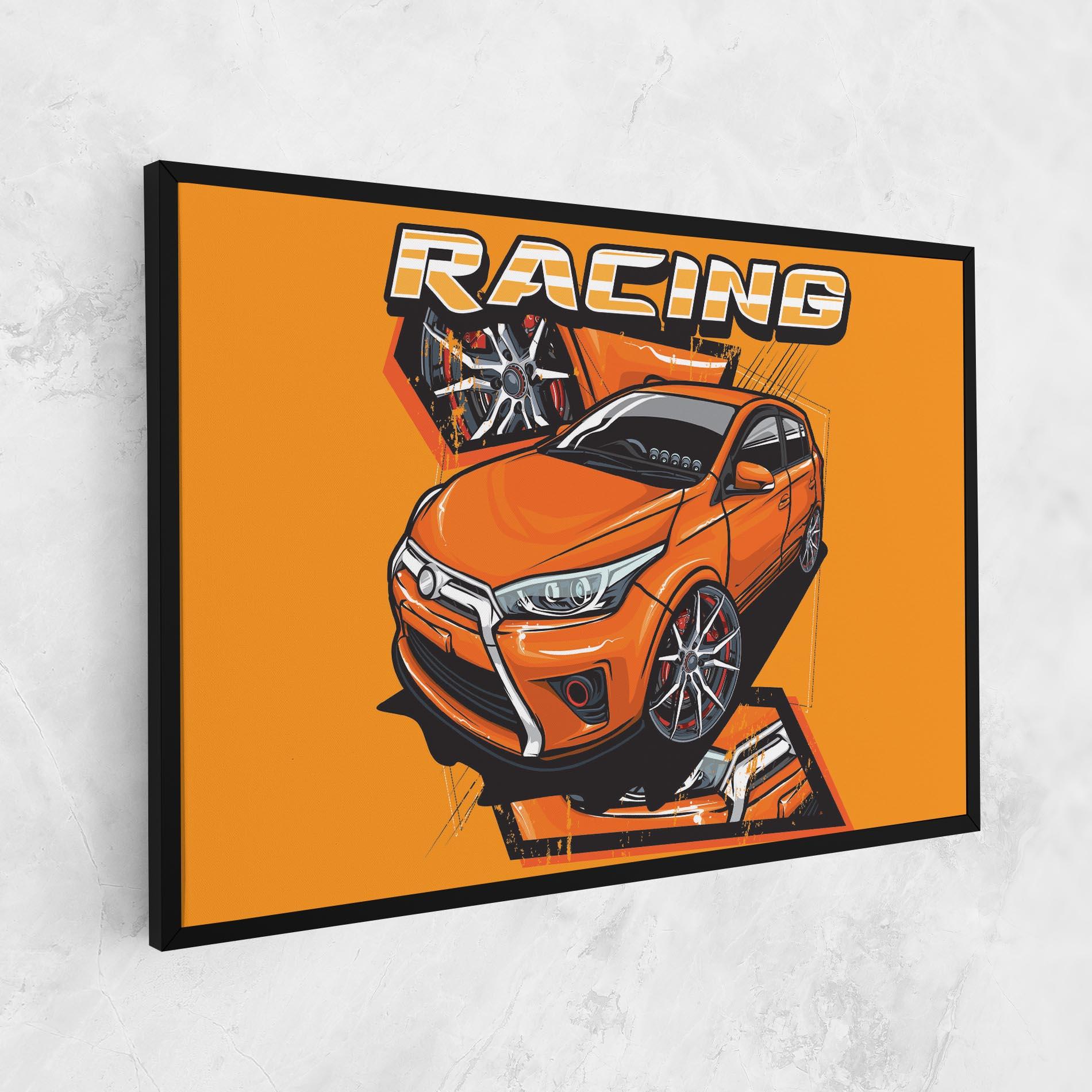Tablou Canvas Racing Orange Car mockup 1