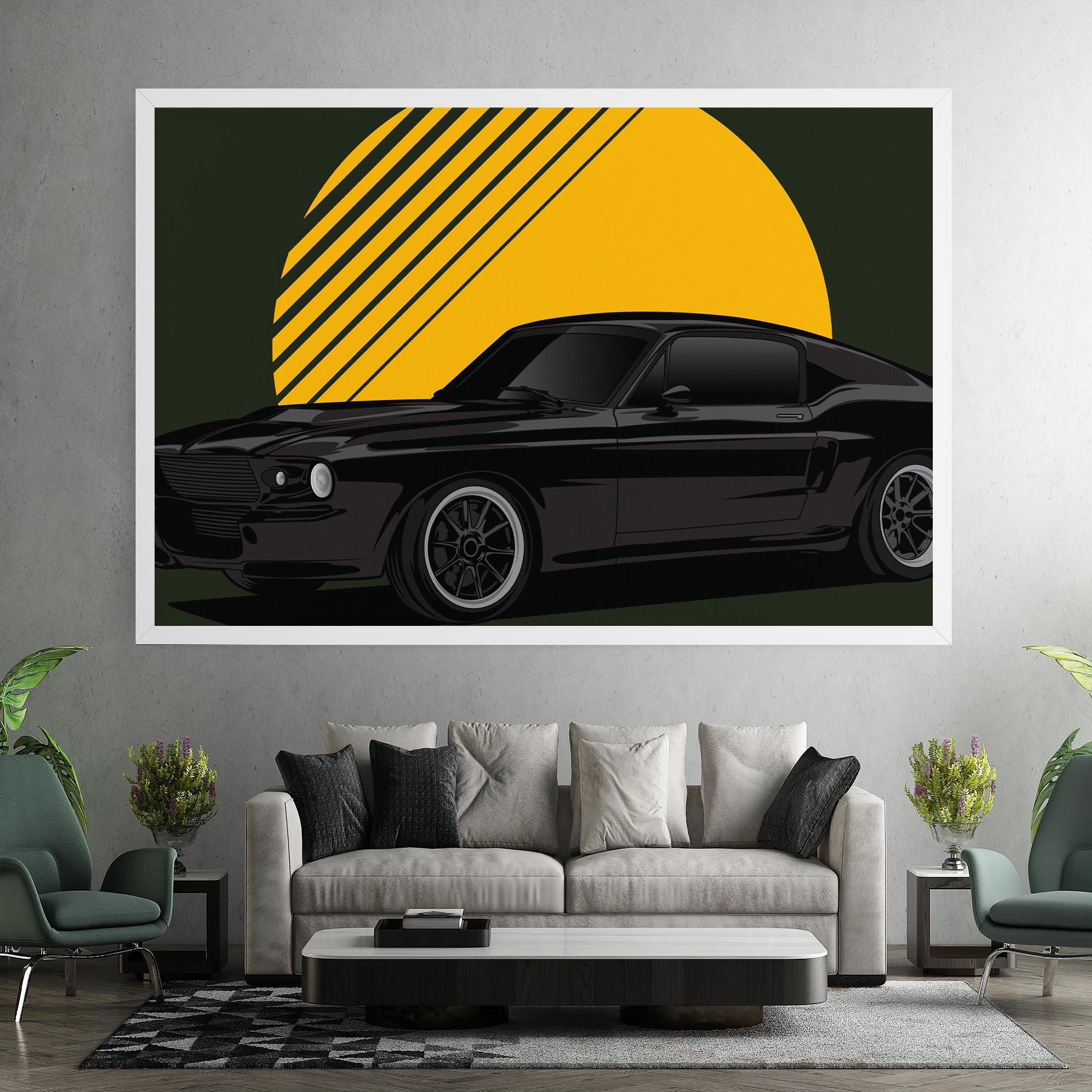Tablou Canvas Black Car Sun mockup 7