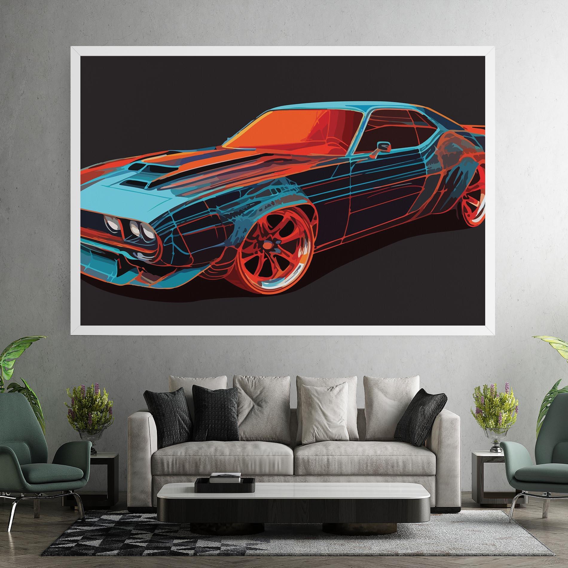 Tablou Canvas Blue Orange Car mockup 7