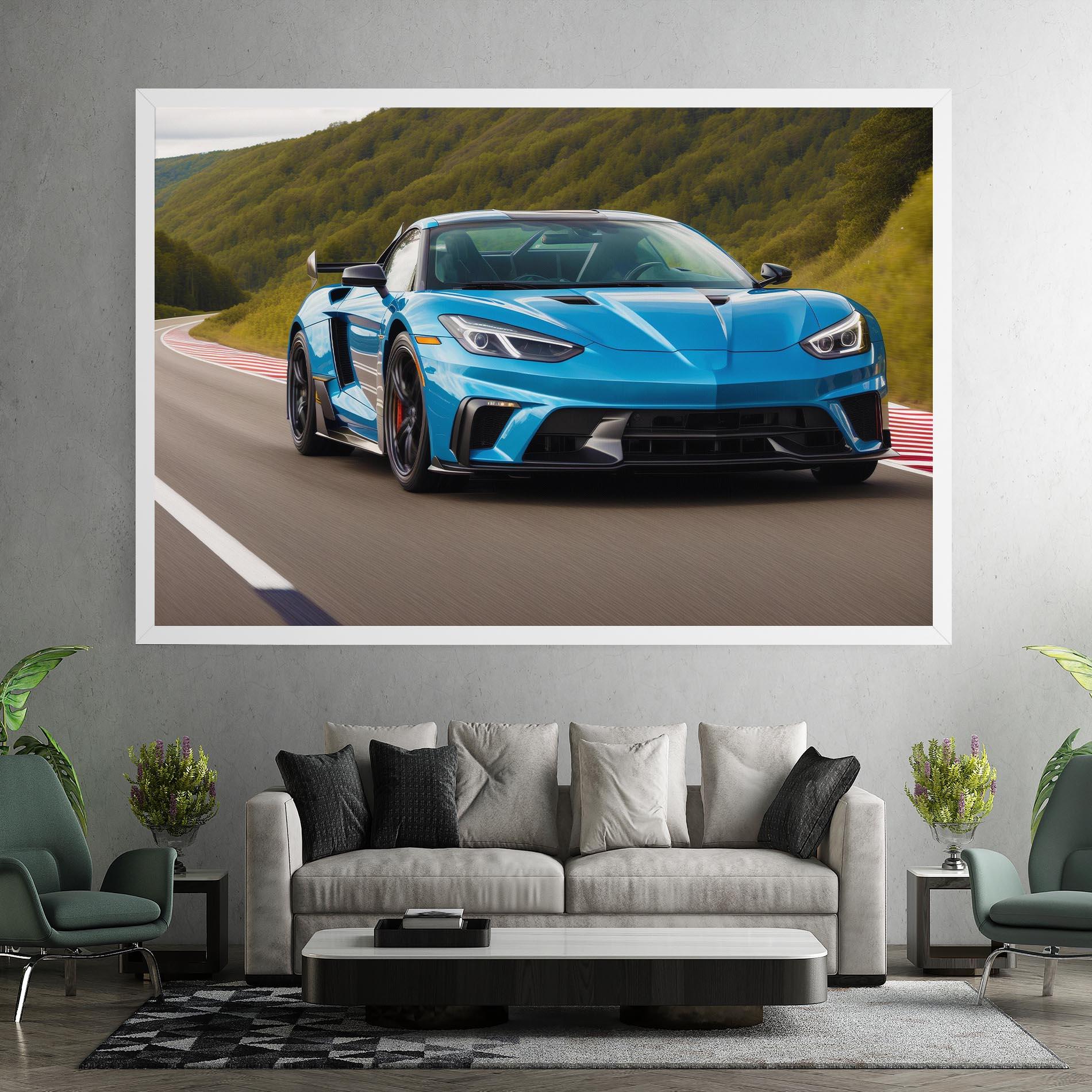Tablou Canvas Blue Sport Car mockup 7