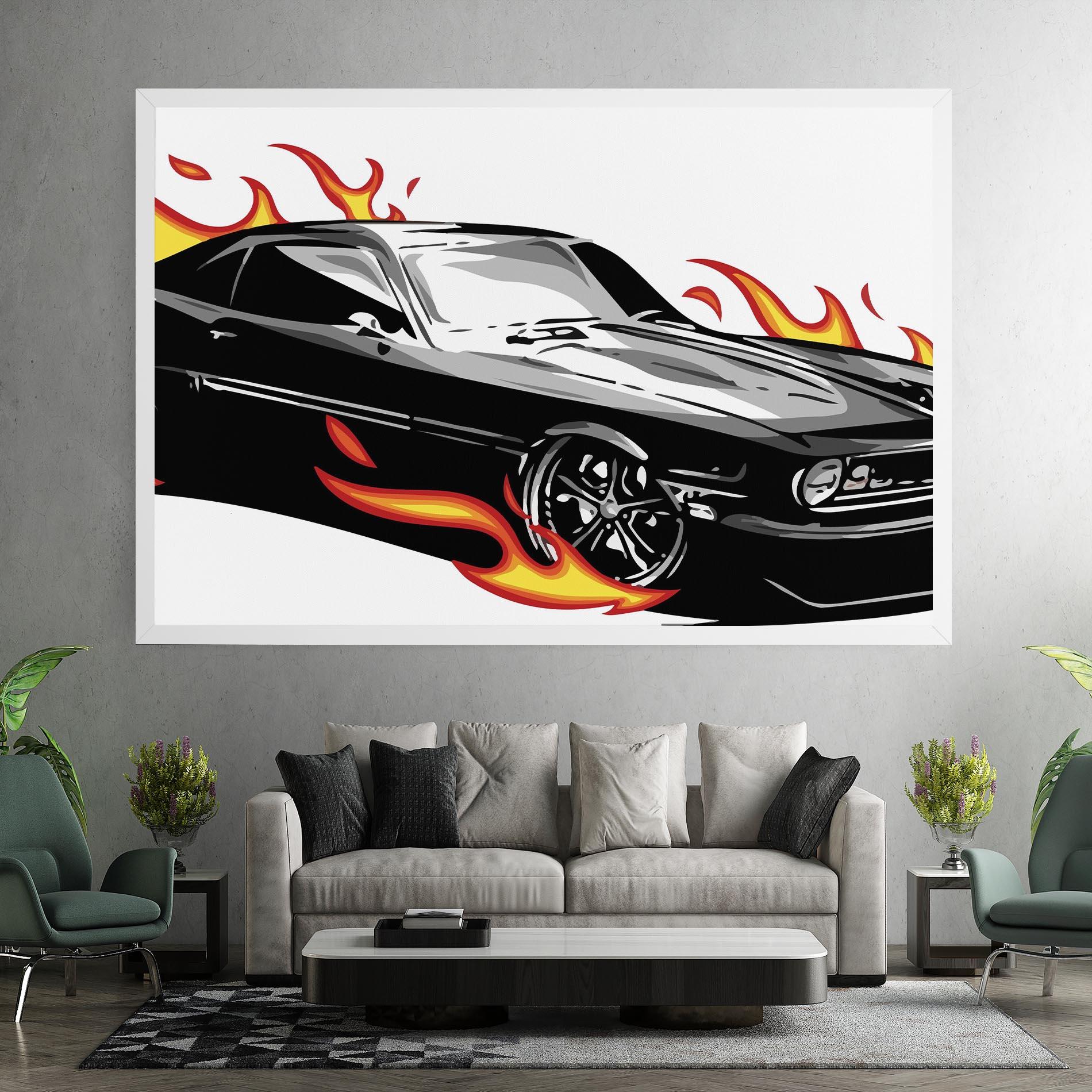 Tablou Canvas Fire Black Car mockup 7