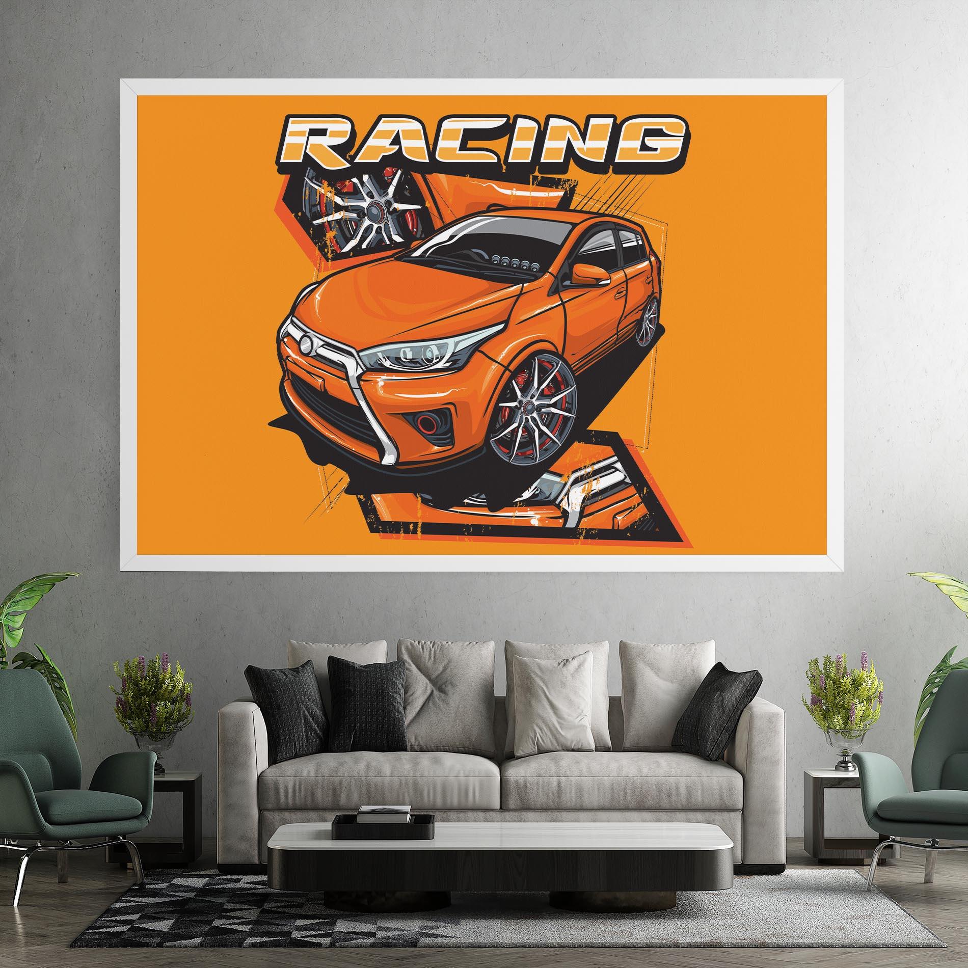 Tablou Canvas Racing Orange Car mockup 7