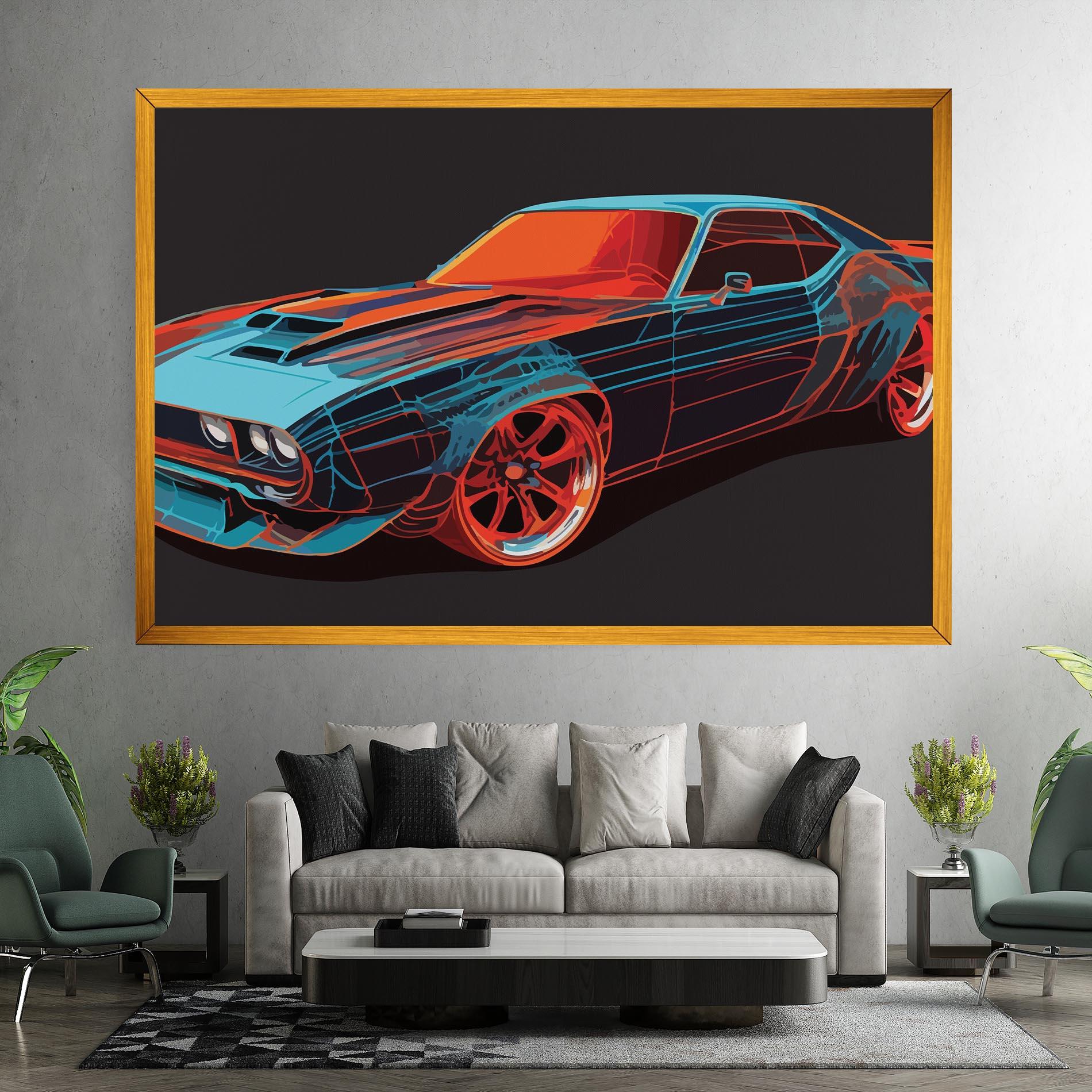 Tablou Canvas Blue Orange Car mockup 7