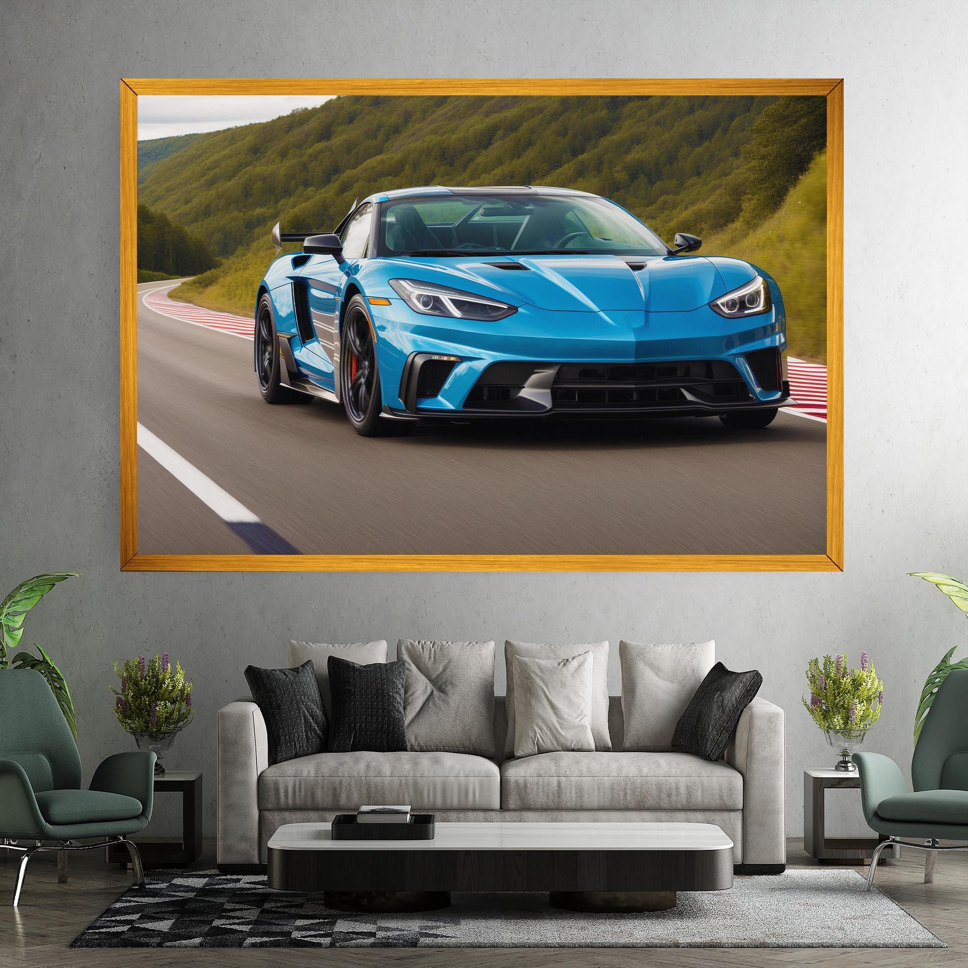 Tablou Canvas Blue Sport Car mockup 7