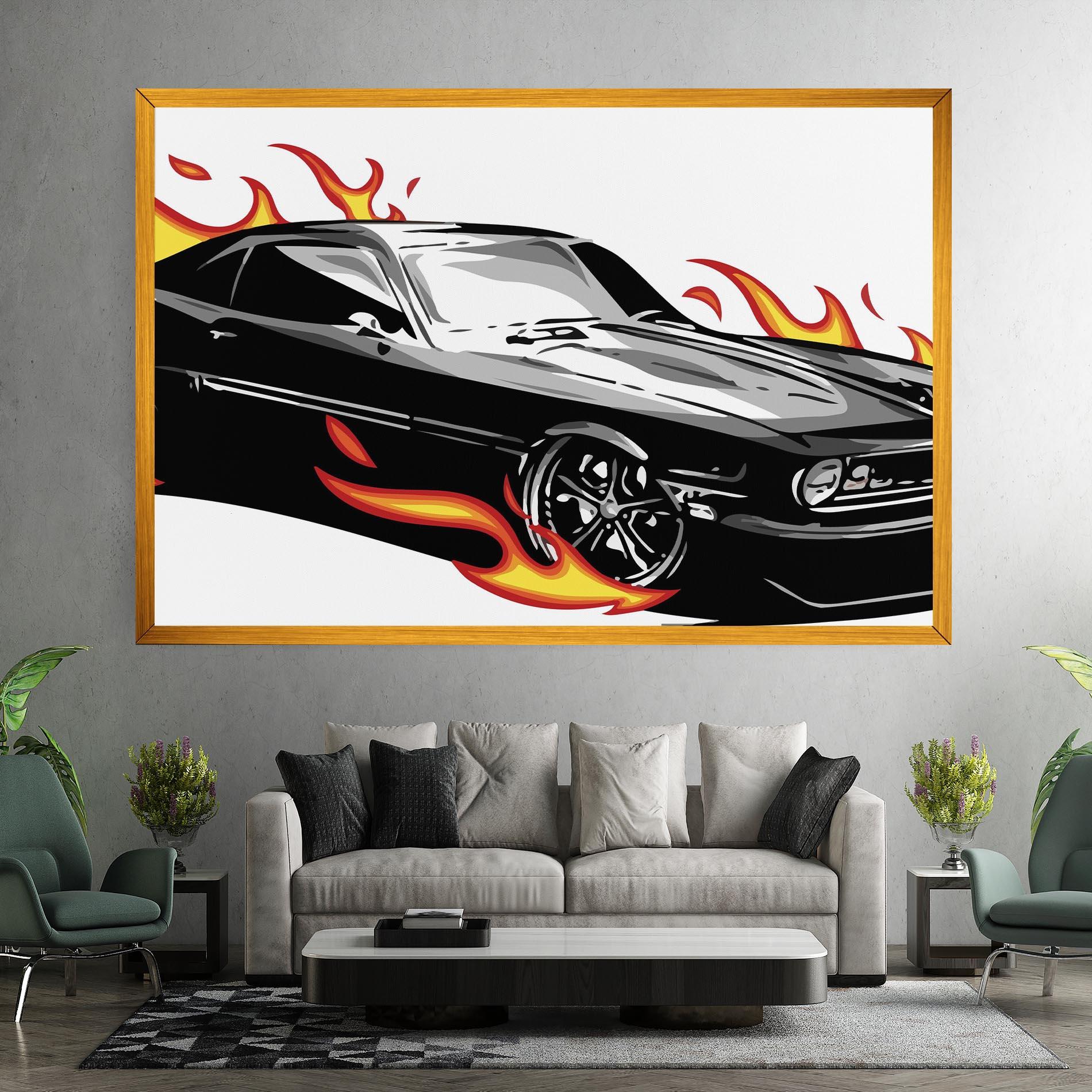Tablou Canvas Fire Black Car mockup 7