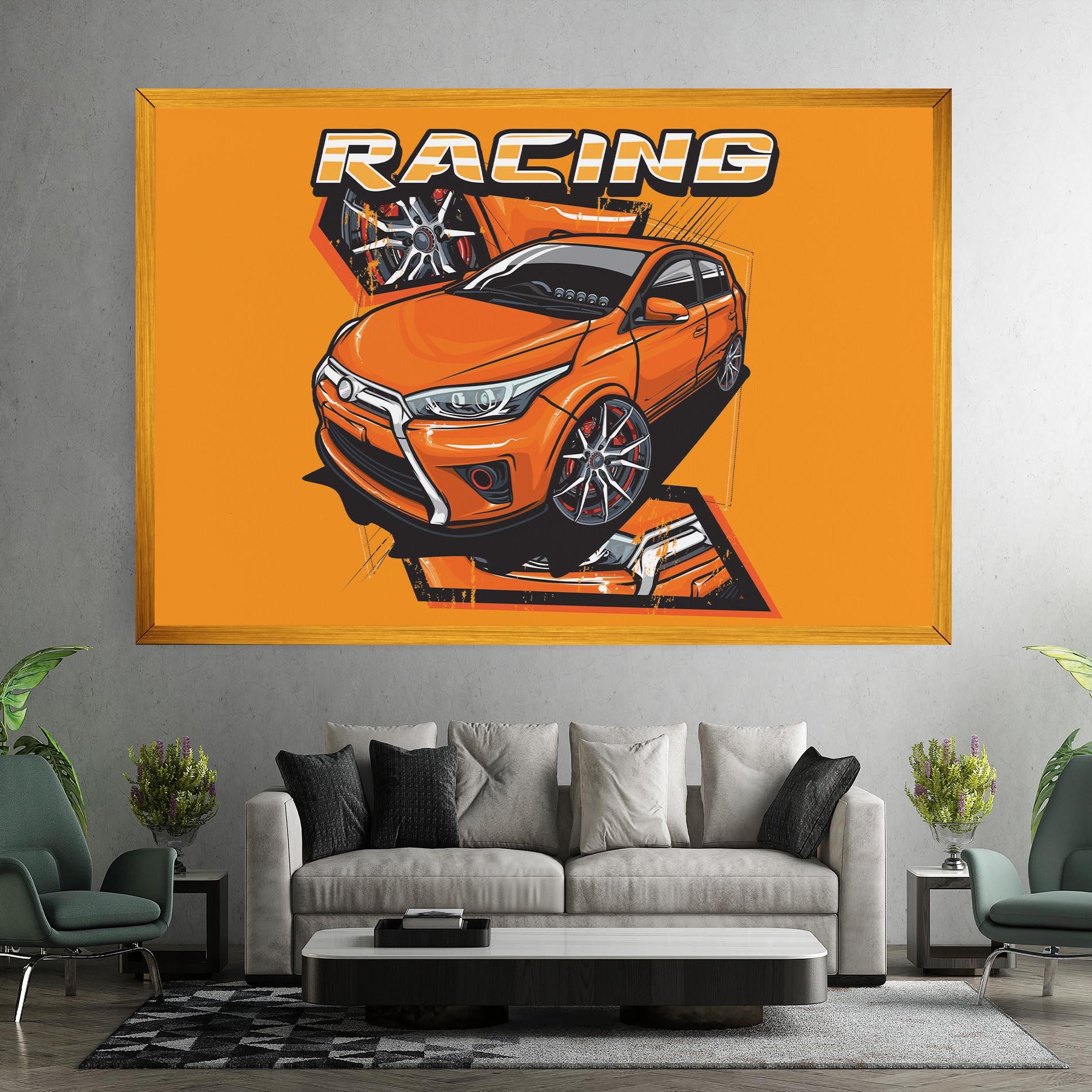 Tablou Canvas Racing Orange Car mockup 7