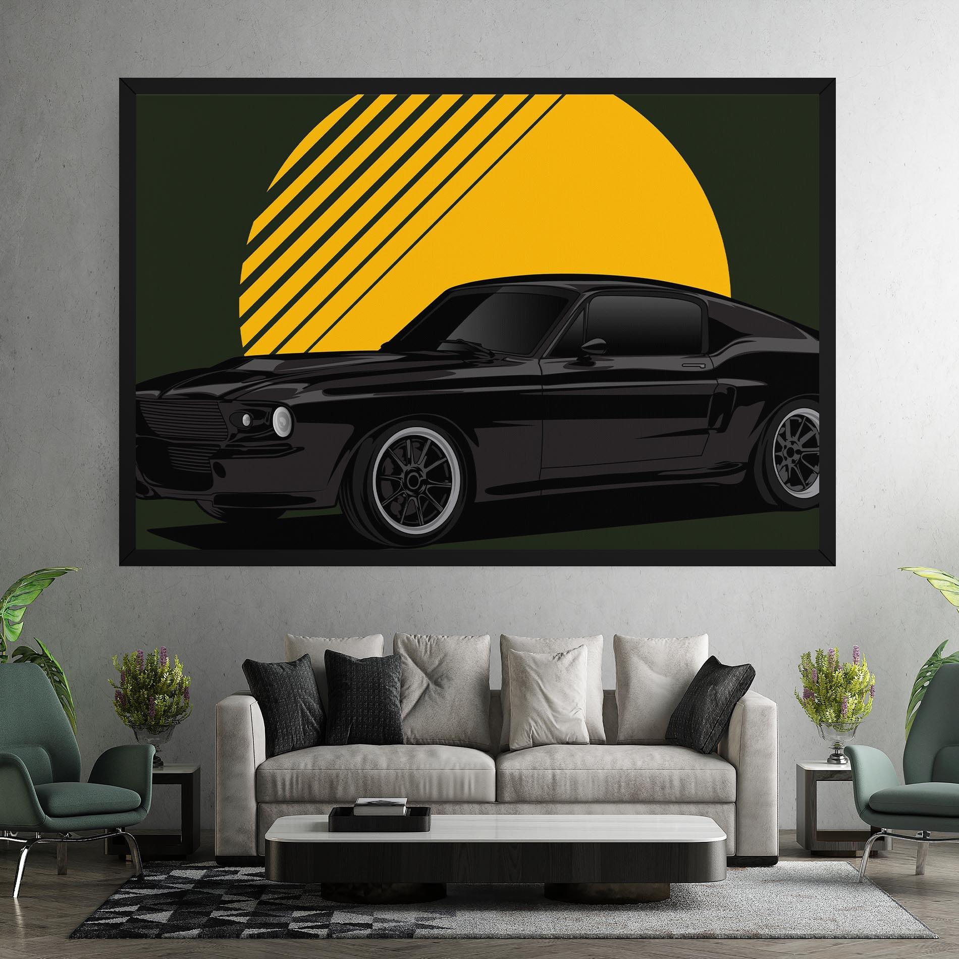 Tablou Canvas Black Car Sun mockup 7