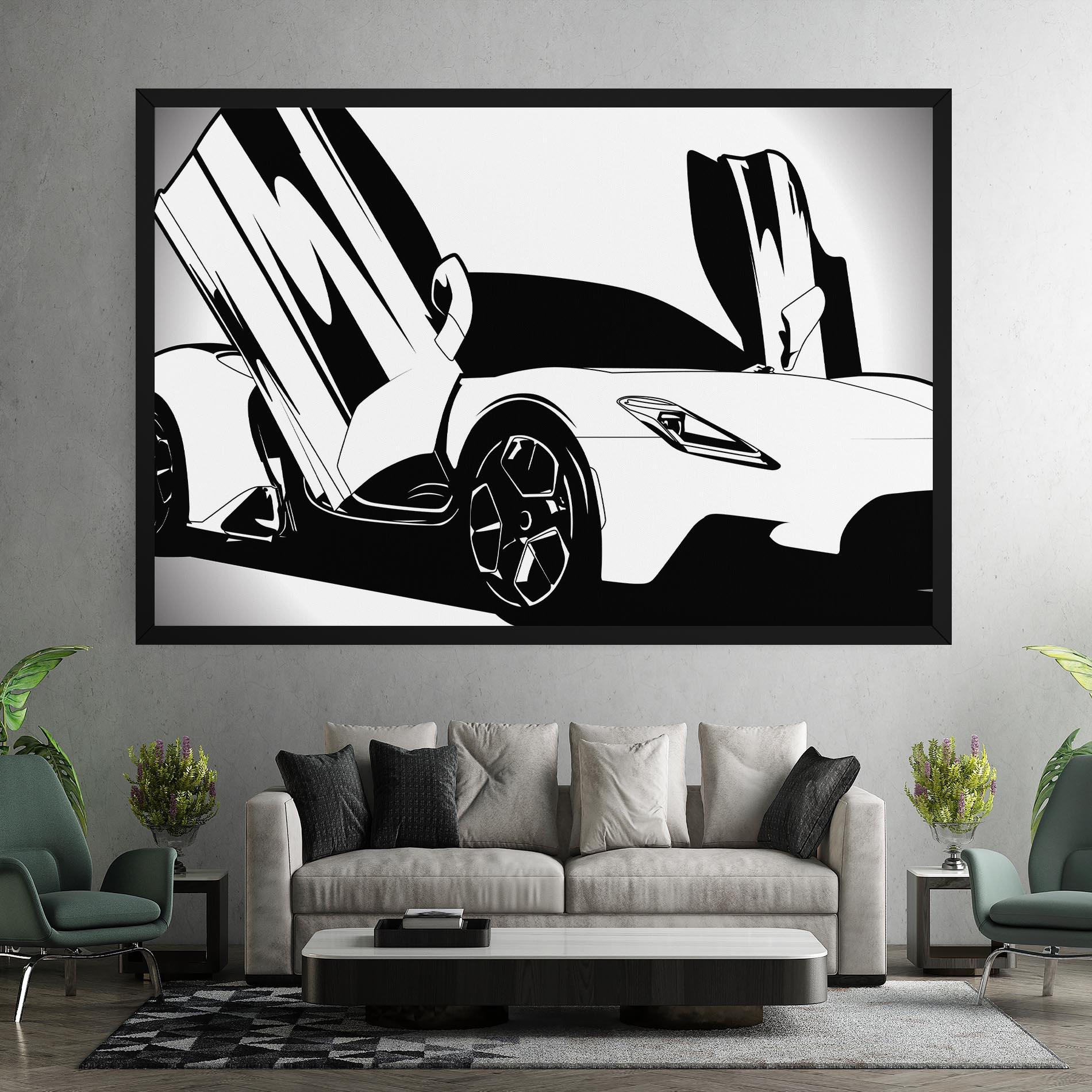 Tablou Canvas Black White Car mockup 7