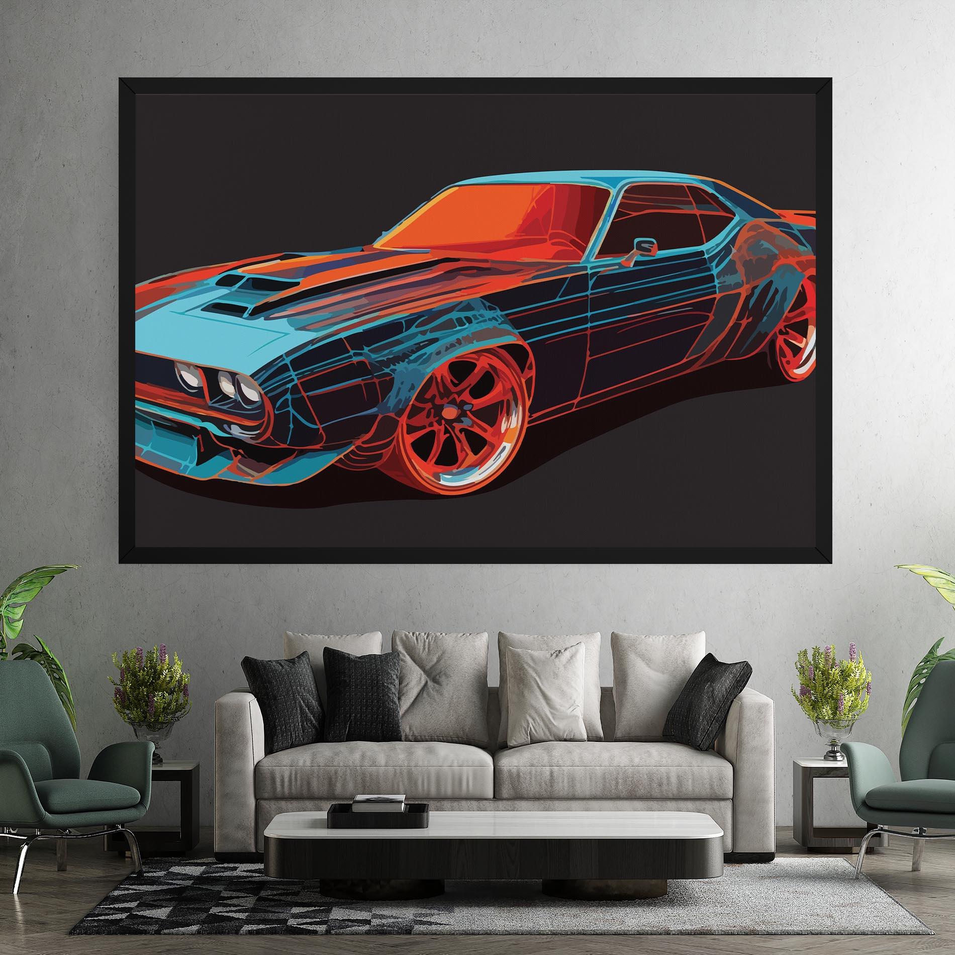 Tablou Canvas Blue Orange Car mockup 7