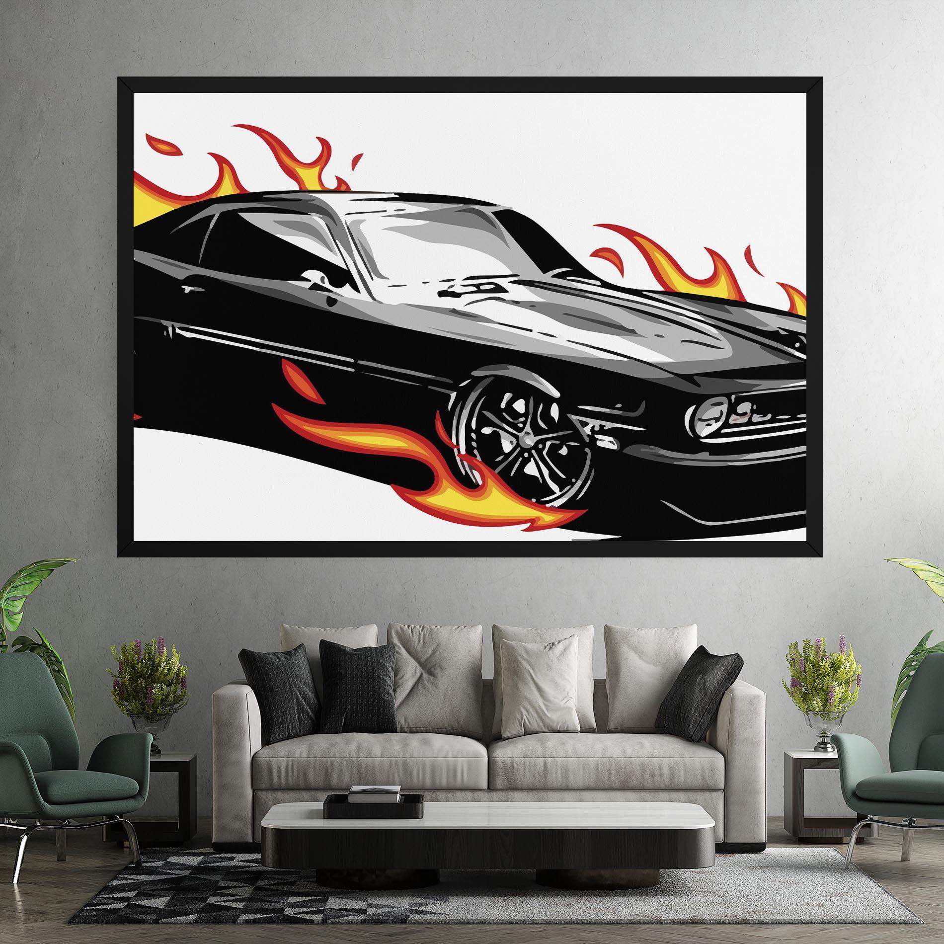Tablou Canvas Fire Black Car mockup 7