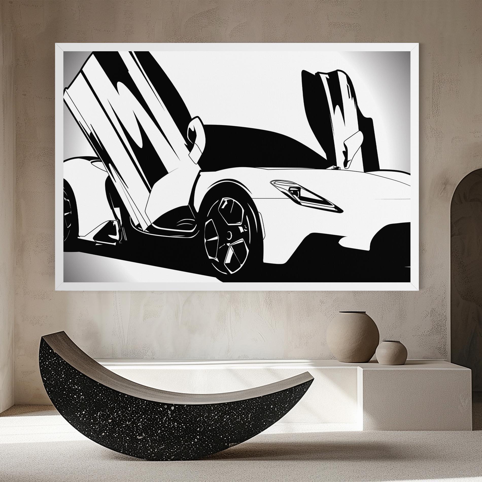 Tablou Canvas Black White Car mockup 8