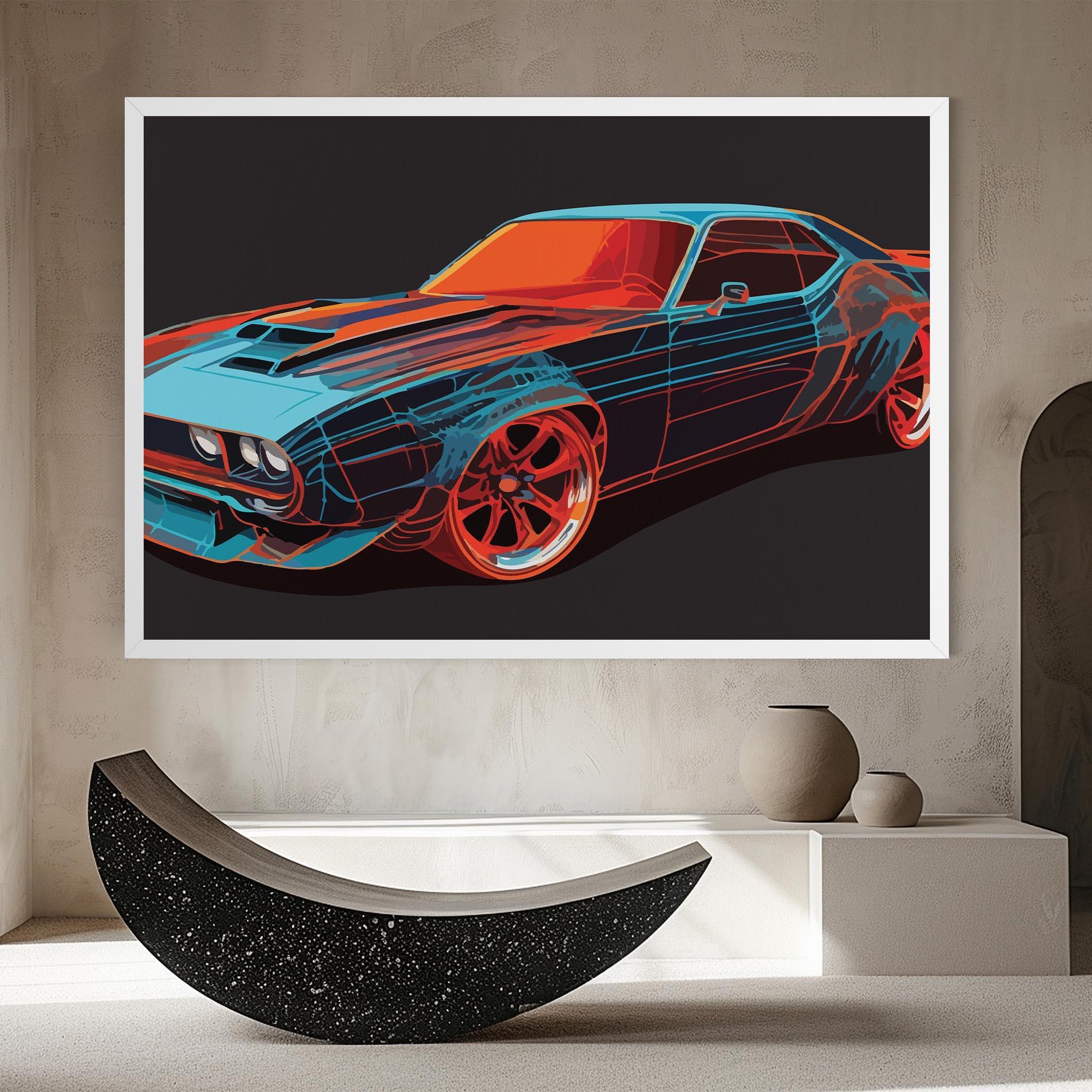 Tablou Canvas Blue Orange Car mockup 8