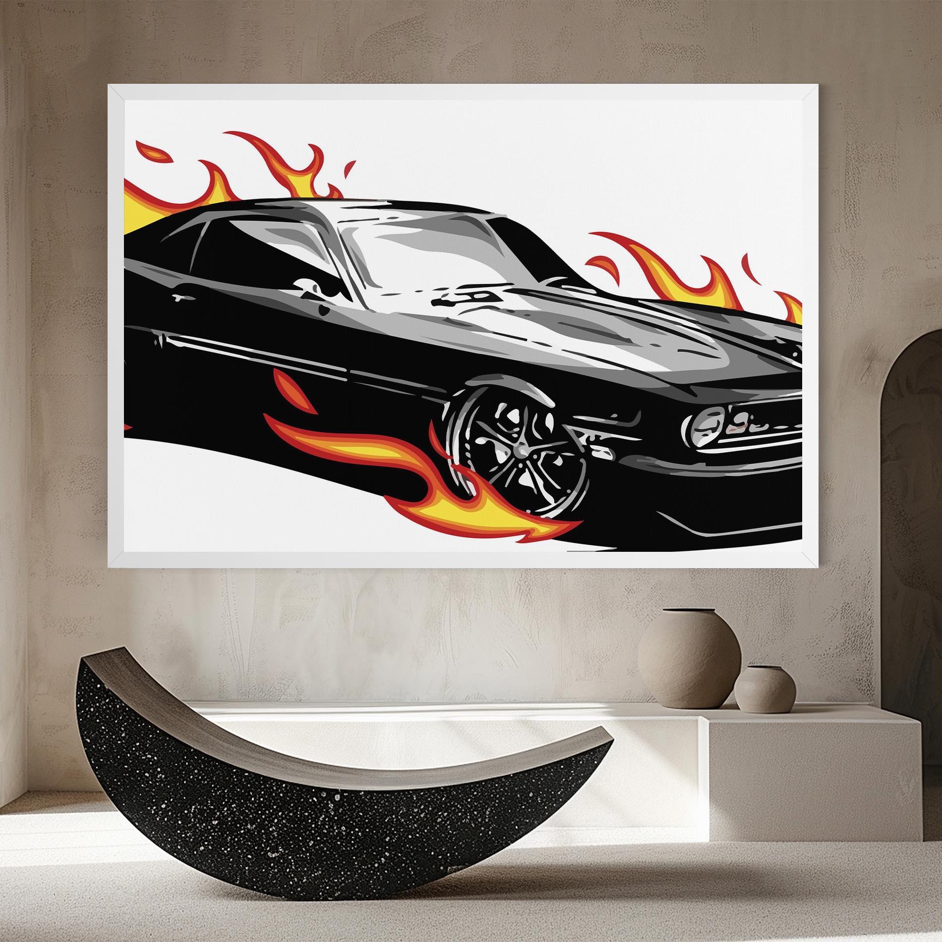 Tablou Canvas Fire Black Car mockup 8