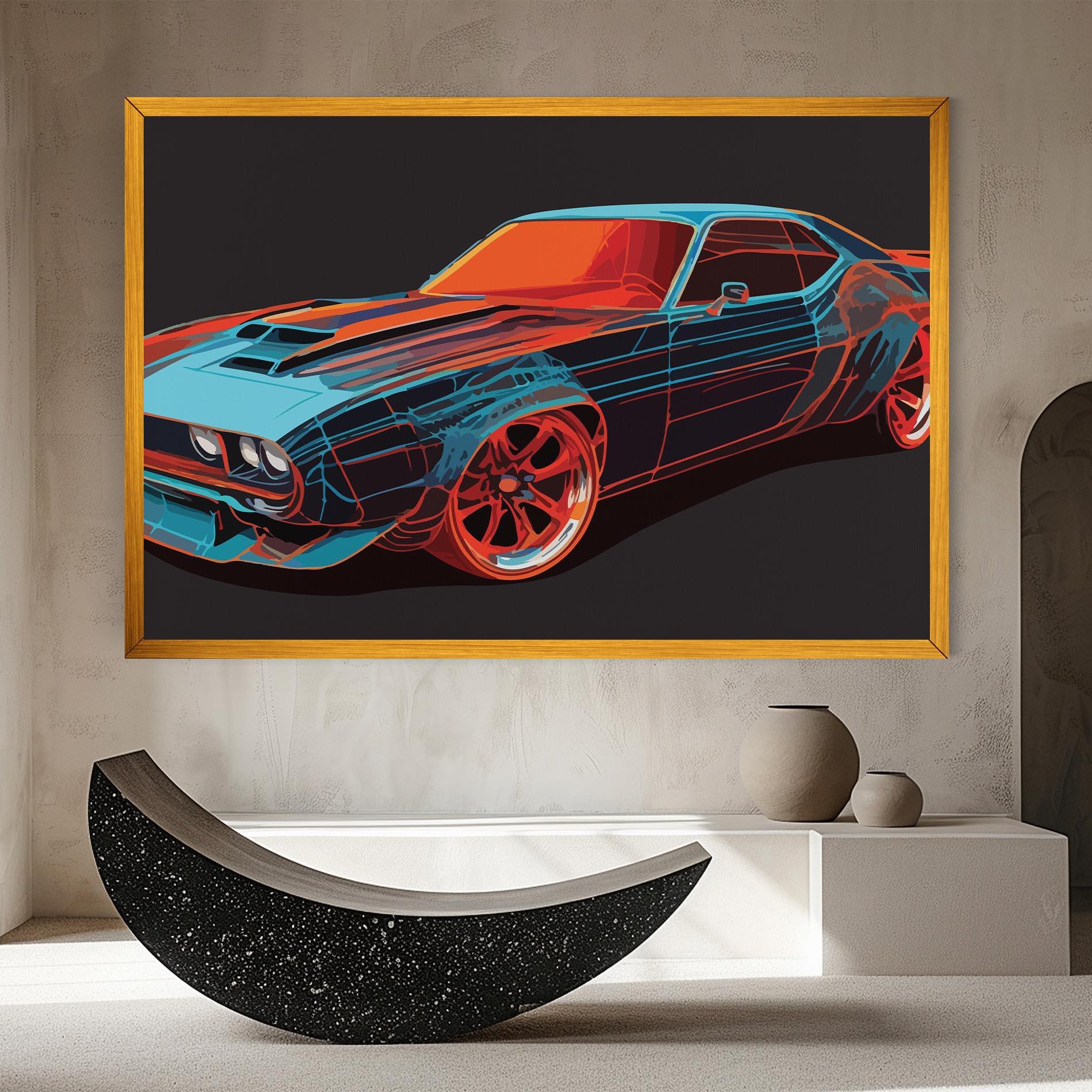 Tablou Canvas Blue Orange Car mockup 8