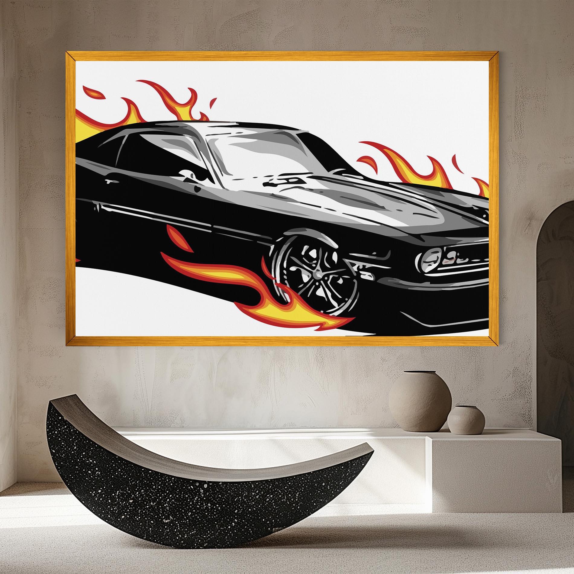 Tablou Canvas Fire Black Car mockup 8