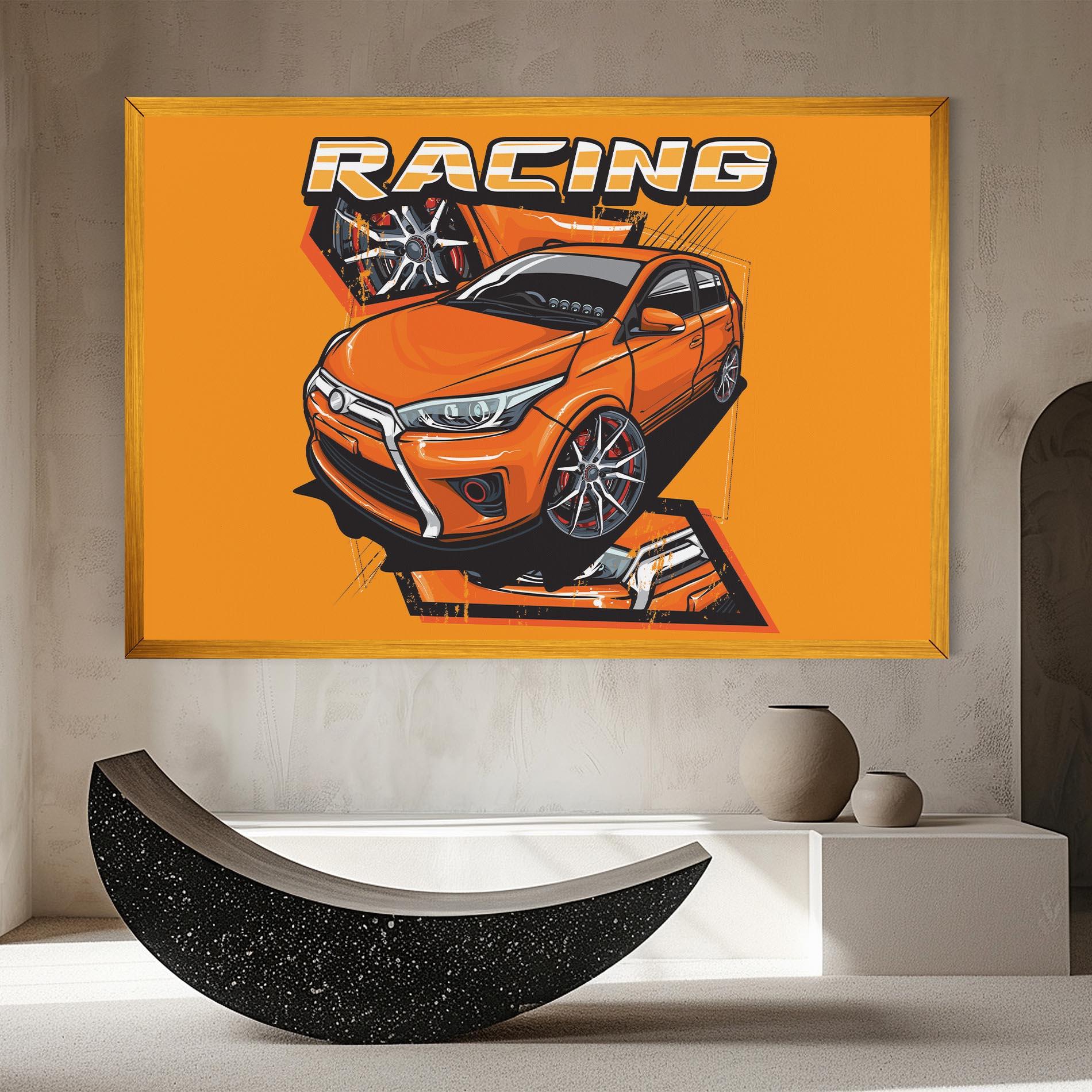 Tablou Canvas Racing Orange Car mockup 8