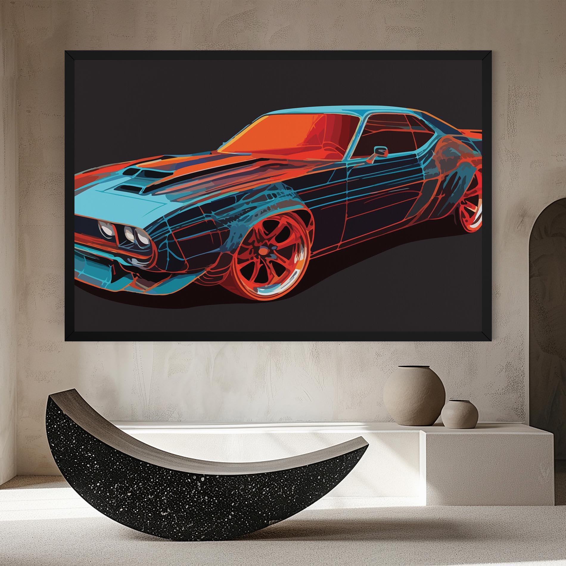 Tablou Canvas Blue Orange Car mockup 8