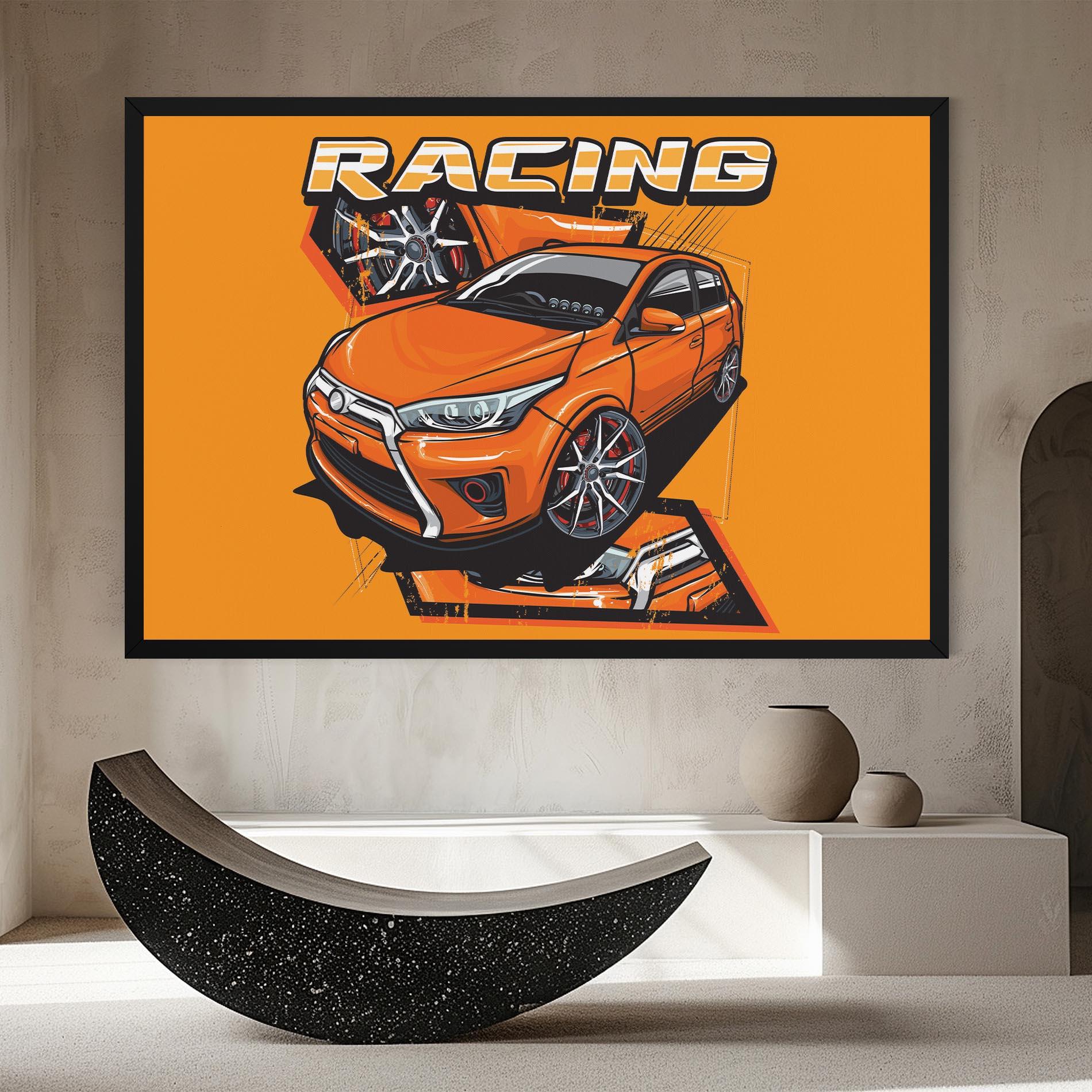 Tablou Canvas Racing Orange Car mockup 8