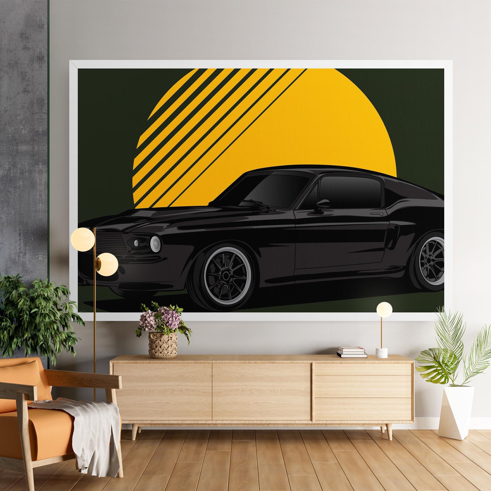 Tablou Canvas Black Car Sun mockup 9