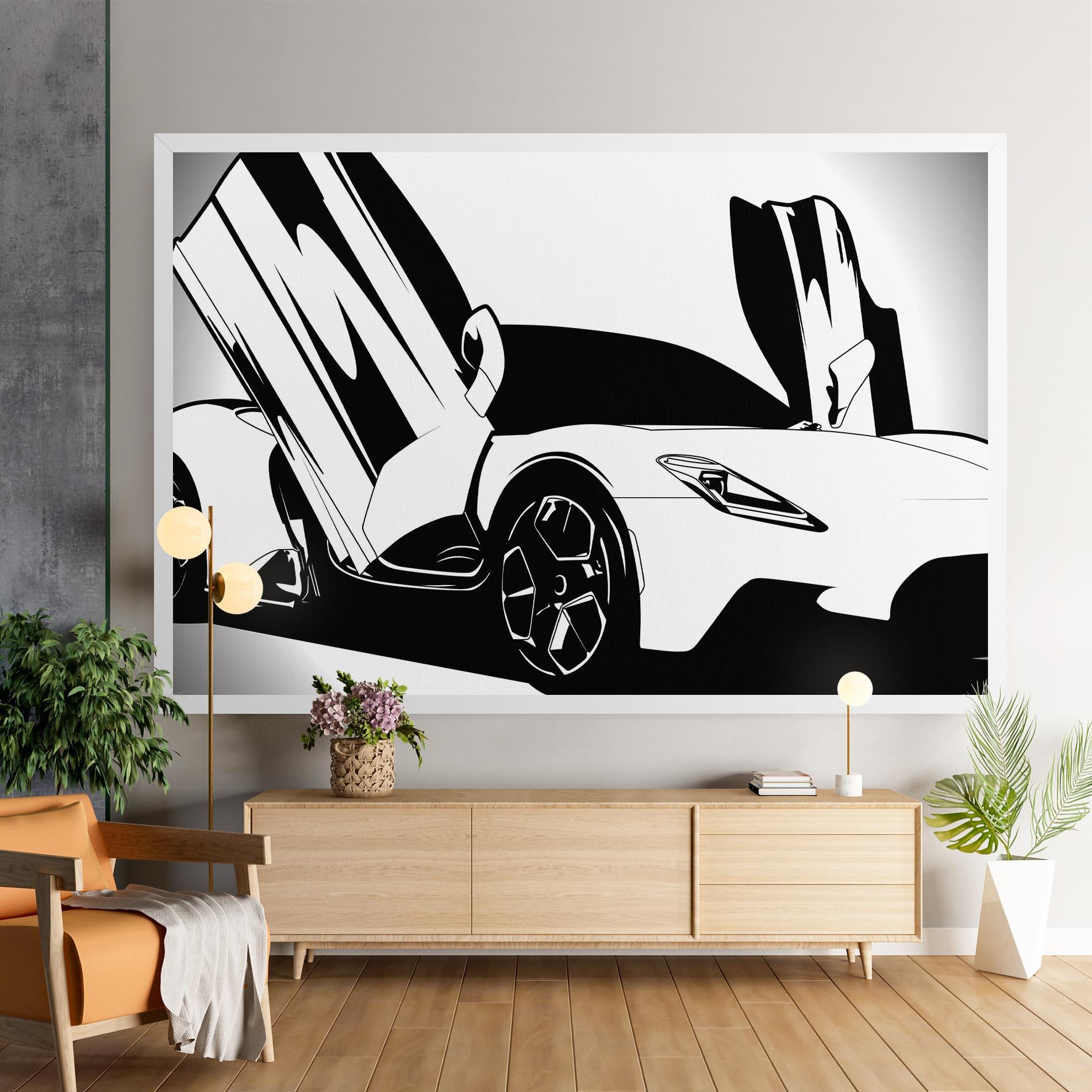 Tablou Canvas Black White Car mockup 9