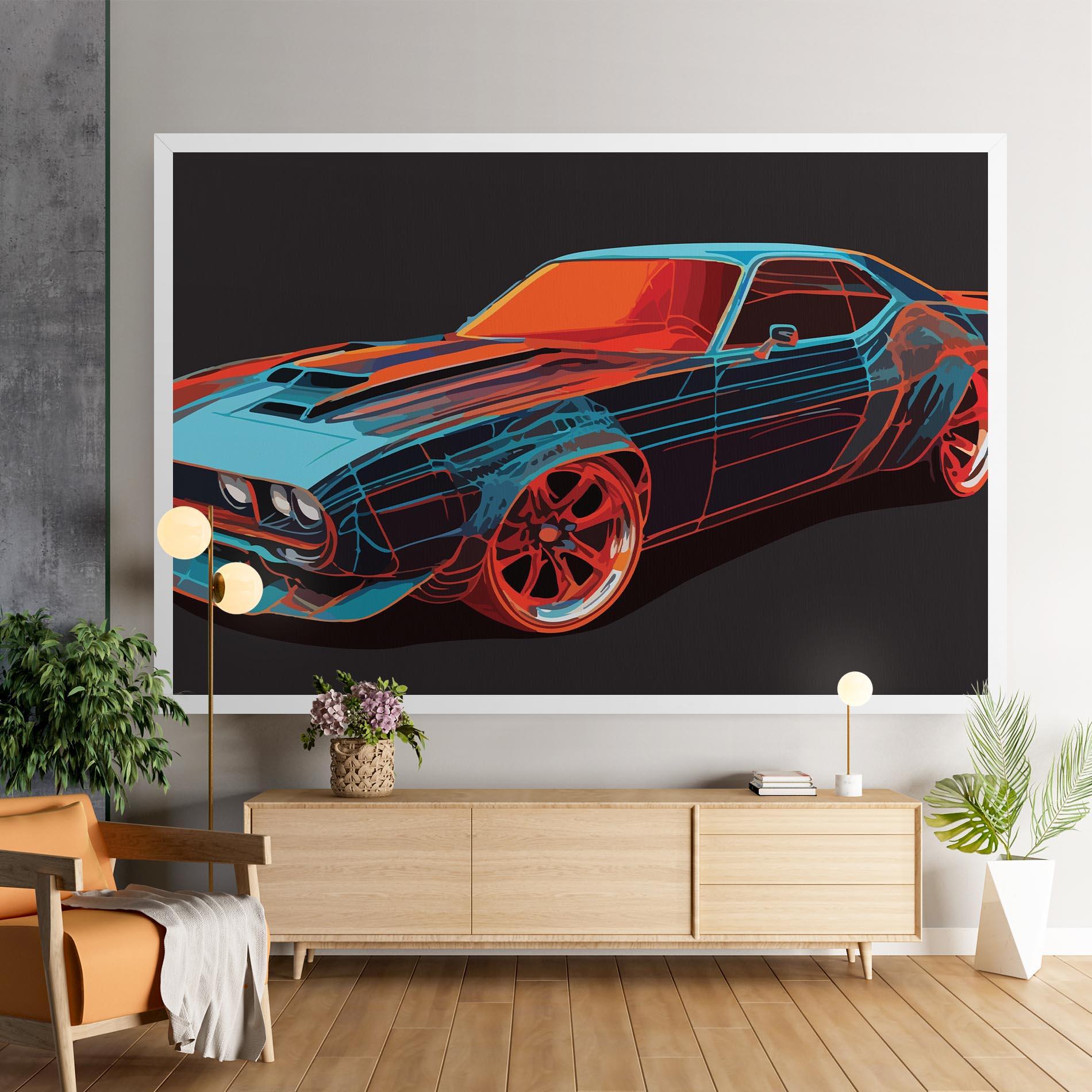 Tablou Canvas Blue Orange Car mockup 9
