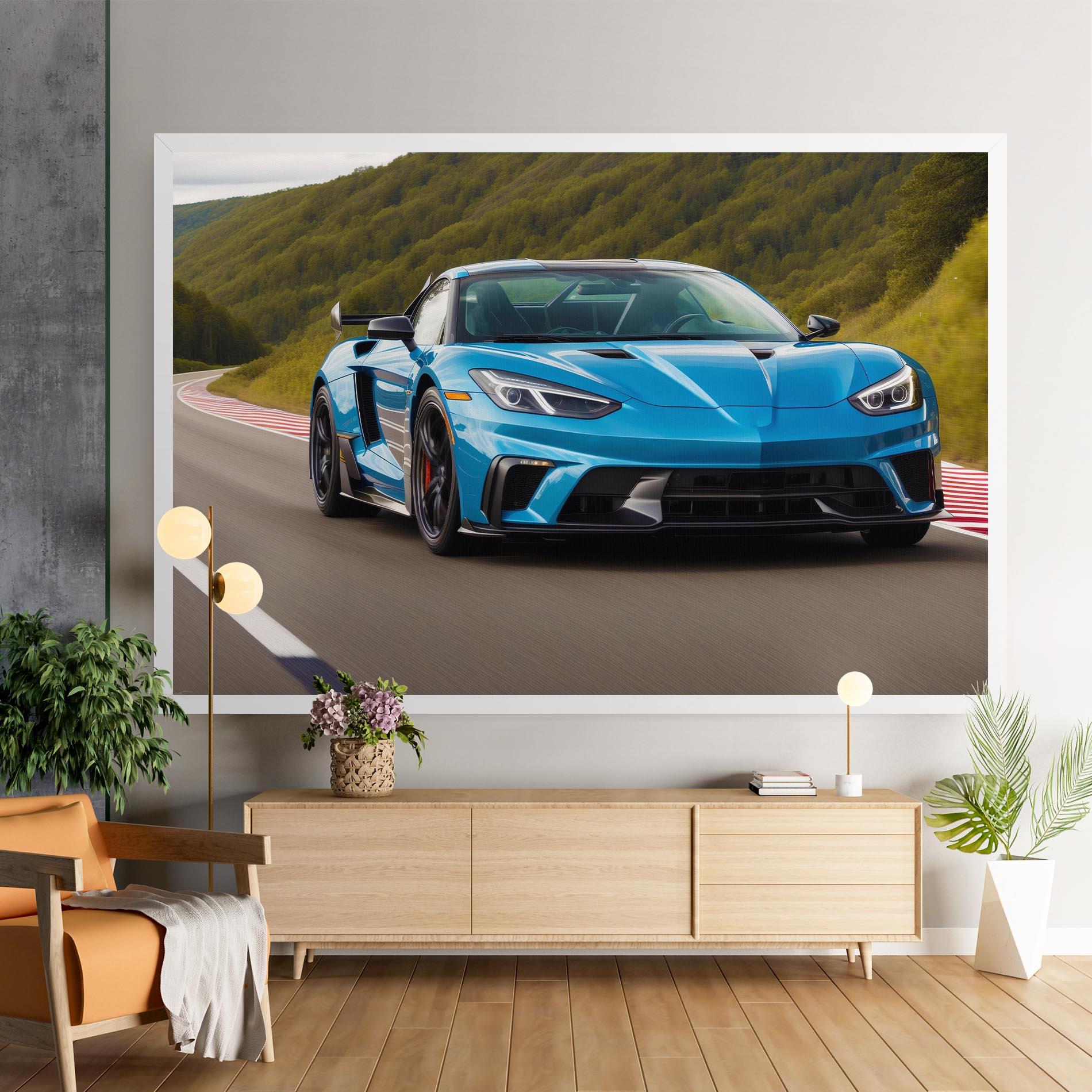 Tablou Canvas Blue Sport Car mockup 9